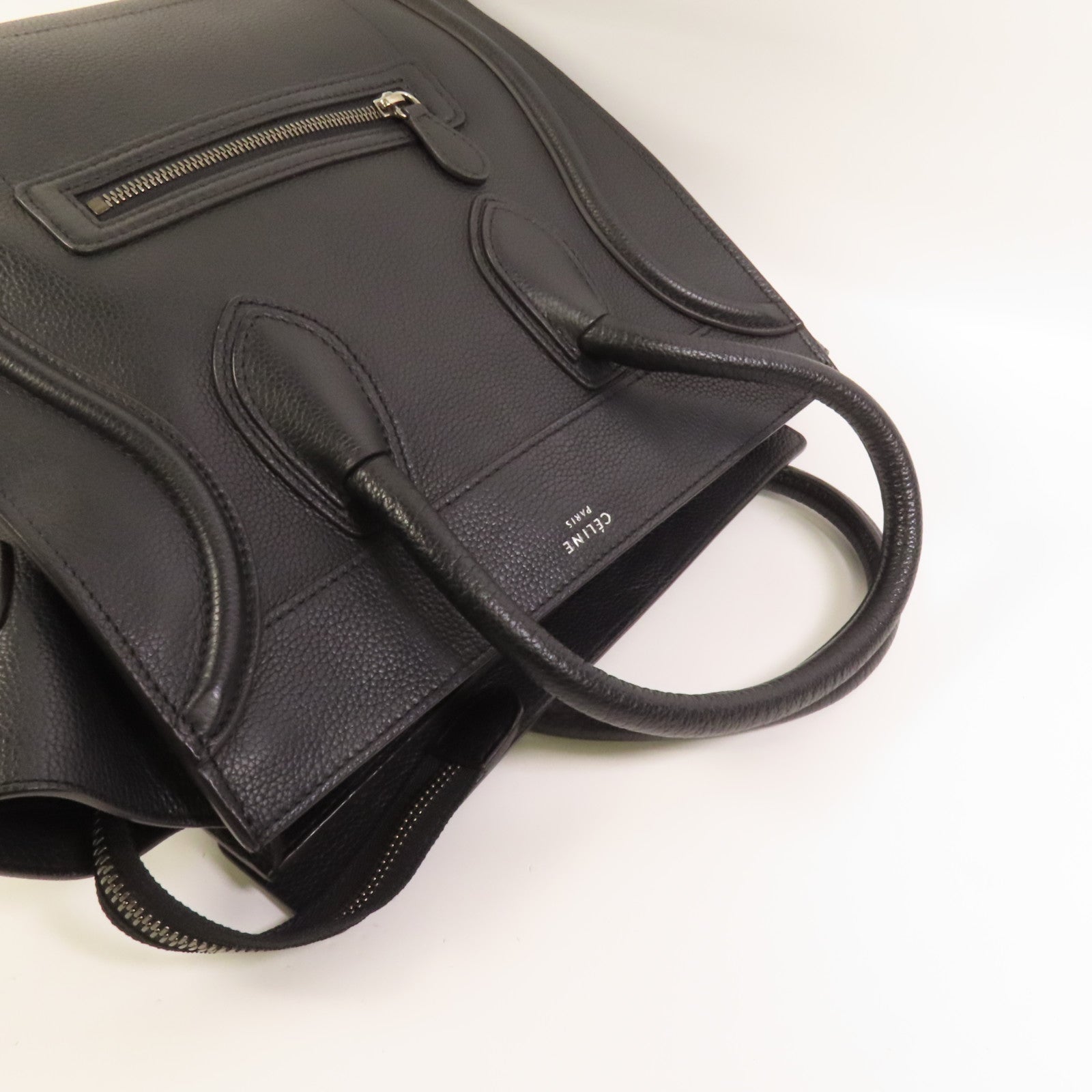 CELINE 牛皮皮革Mini Luggage銀扣手挽袋