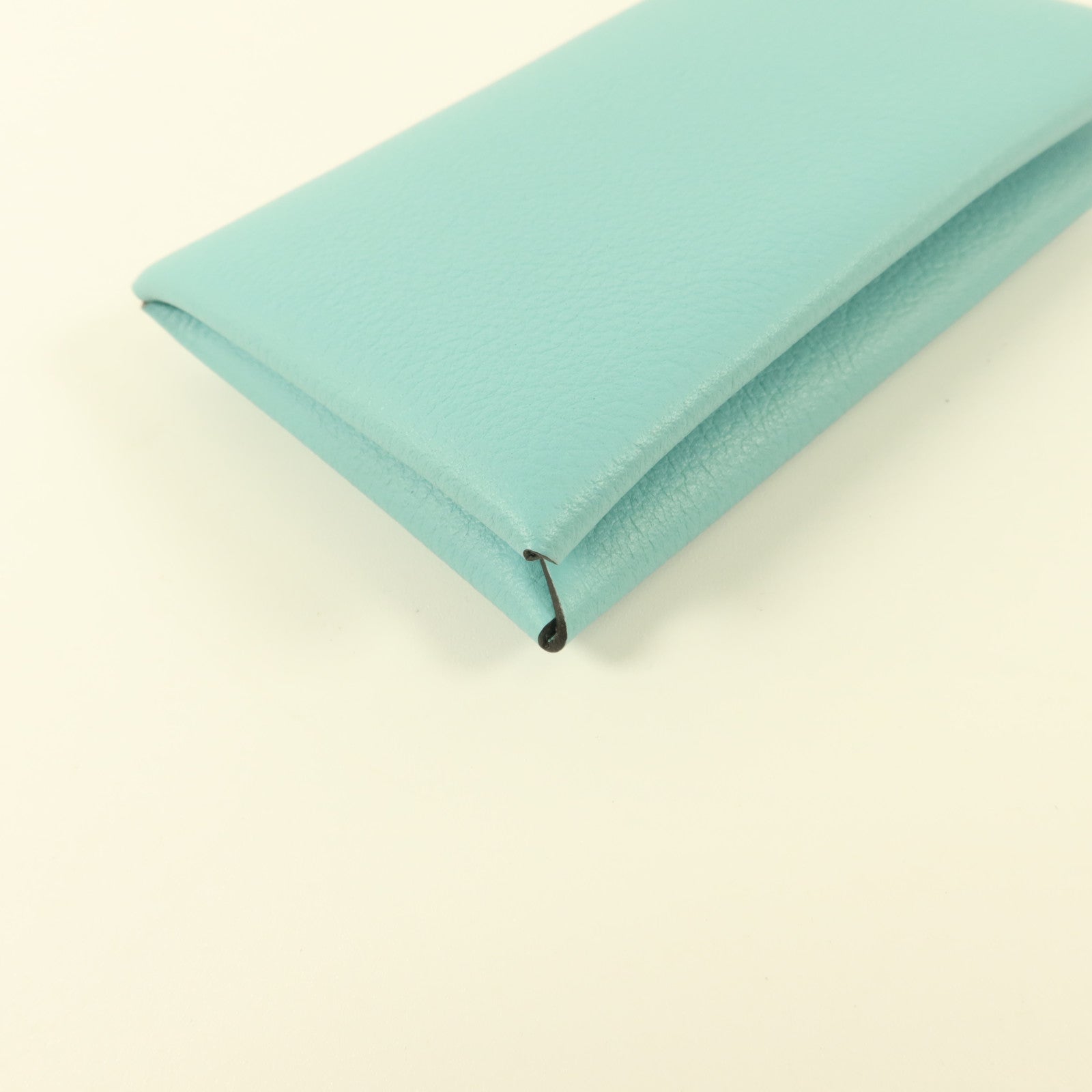 HERMES Evercolor皮革Calvi Card Holder卡片套Bleu Atoll