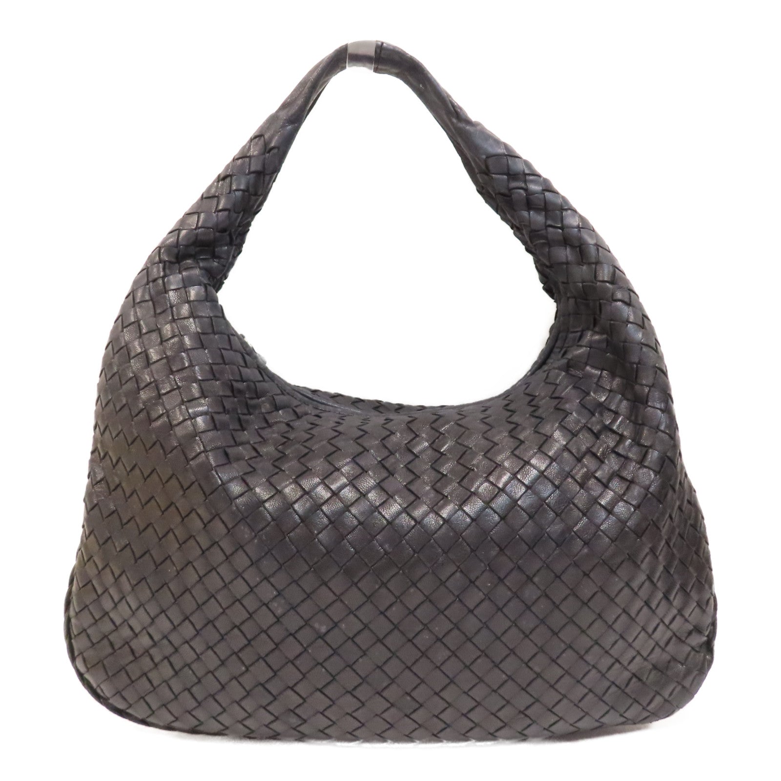 BOTTEGA VENETA 織紋牛皮皮革Hobo Bag金扣肩背袋黑色
