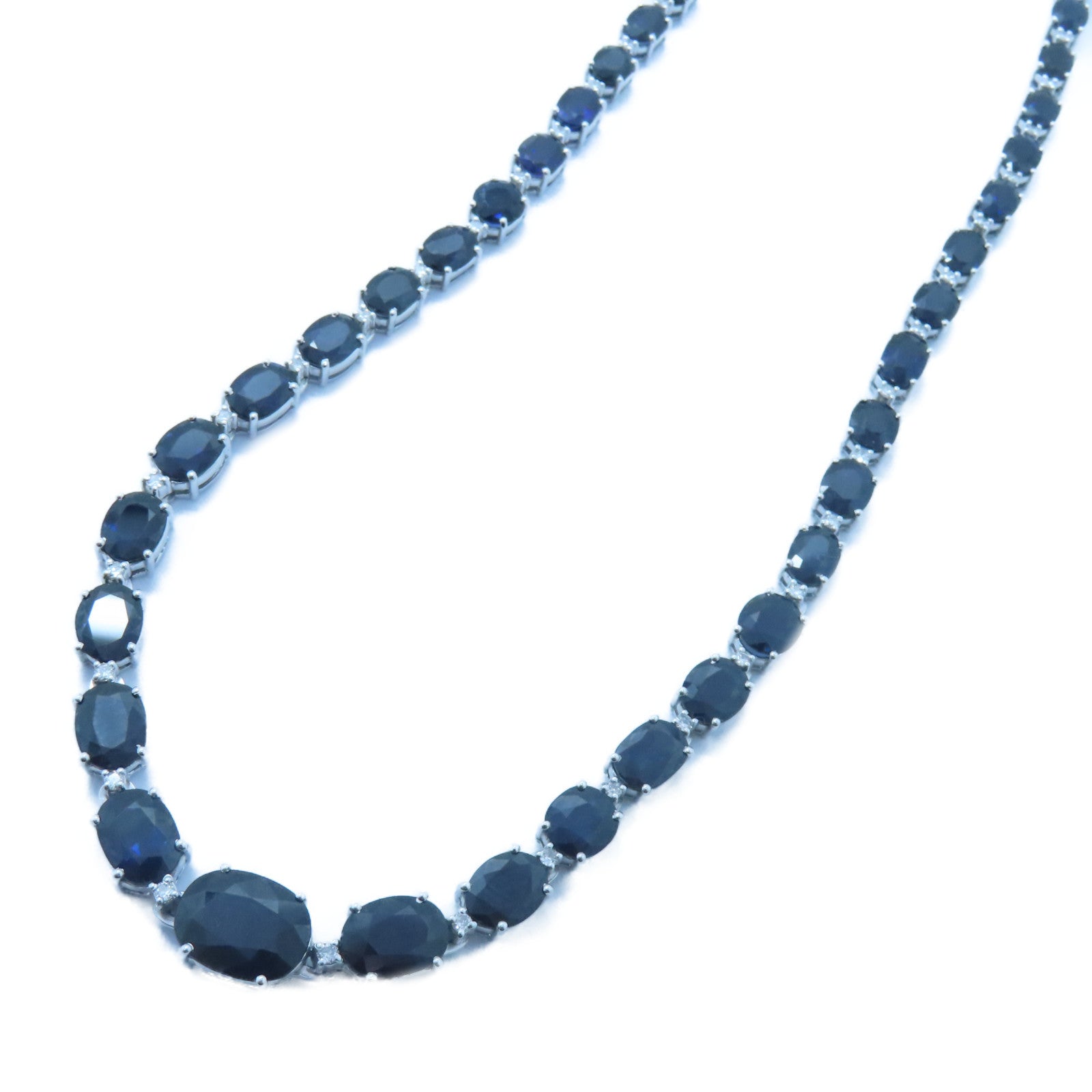 JEWELRY 18K白金Sapphire Diamond Necklace 45.15ct藍寶石/0.84ct鑚石項鍊