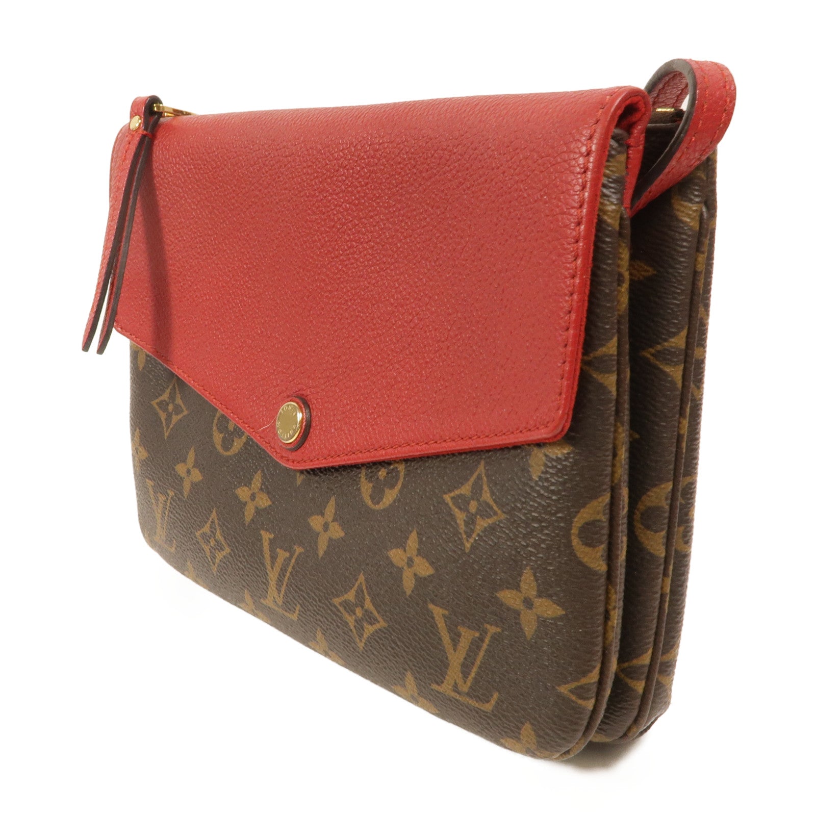LOUIS VUITTON Monogram/牛皮皮革Twice肩背袋