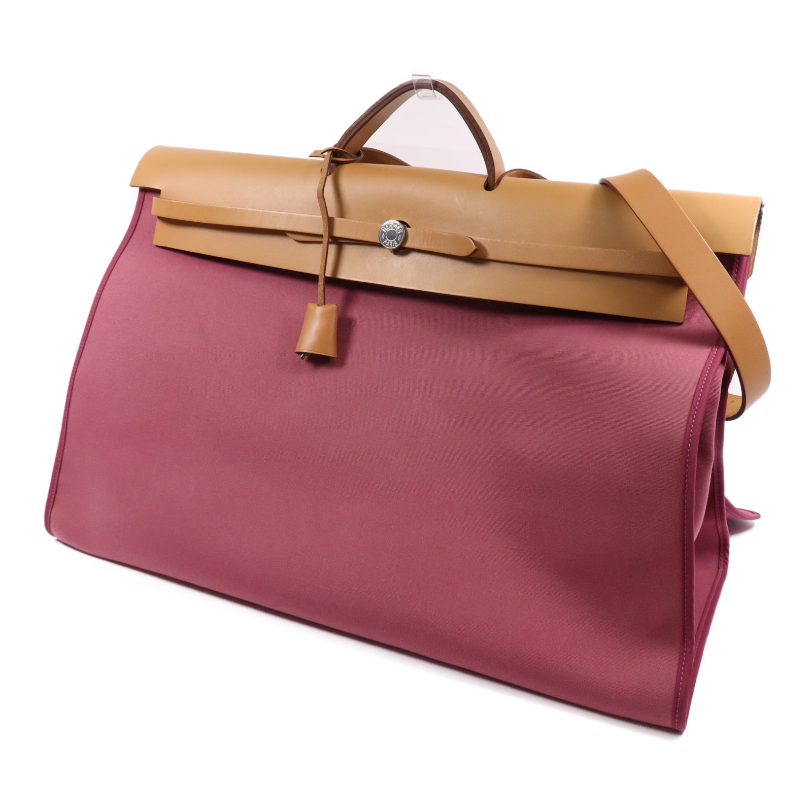 HERMES 帆布Herbag 50銀扣手挽肩背兩用袋Tosca