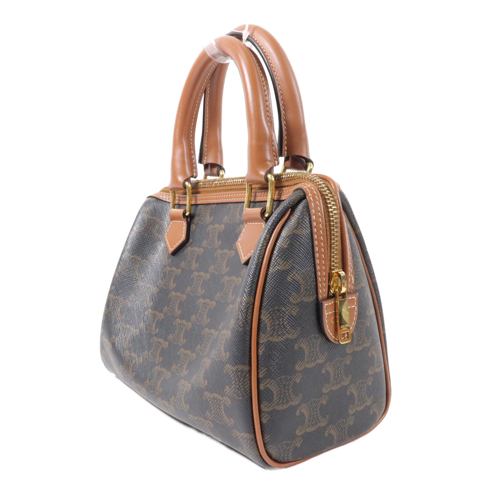 CELINE 塗層帆布Mini Boston In Triomphe手挽肩背兩用袋