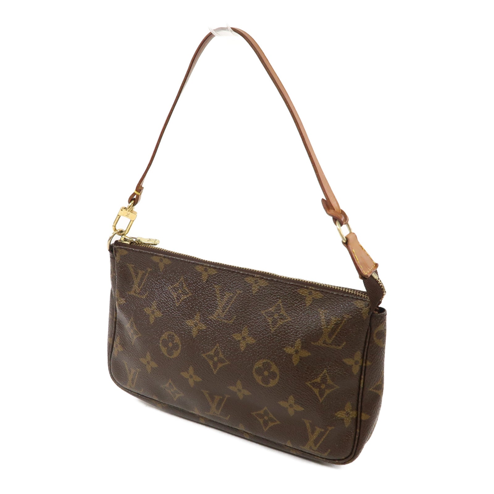 LOUIS VUITTON 塗層帆布Pochette Accessories金扣肩背袋啡色