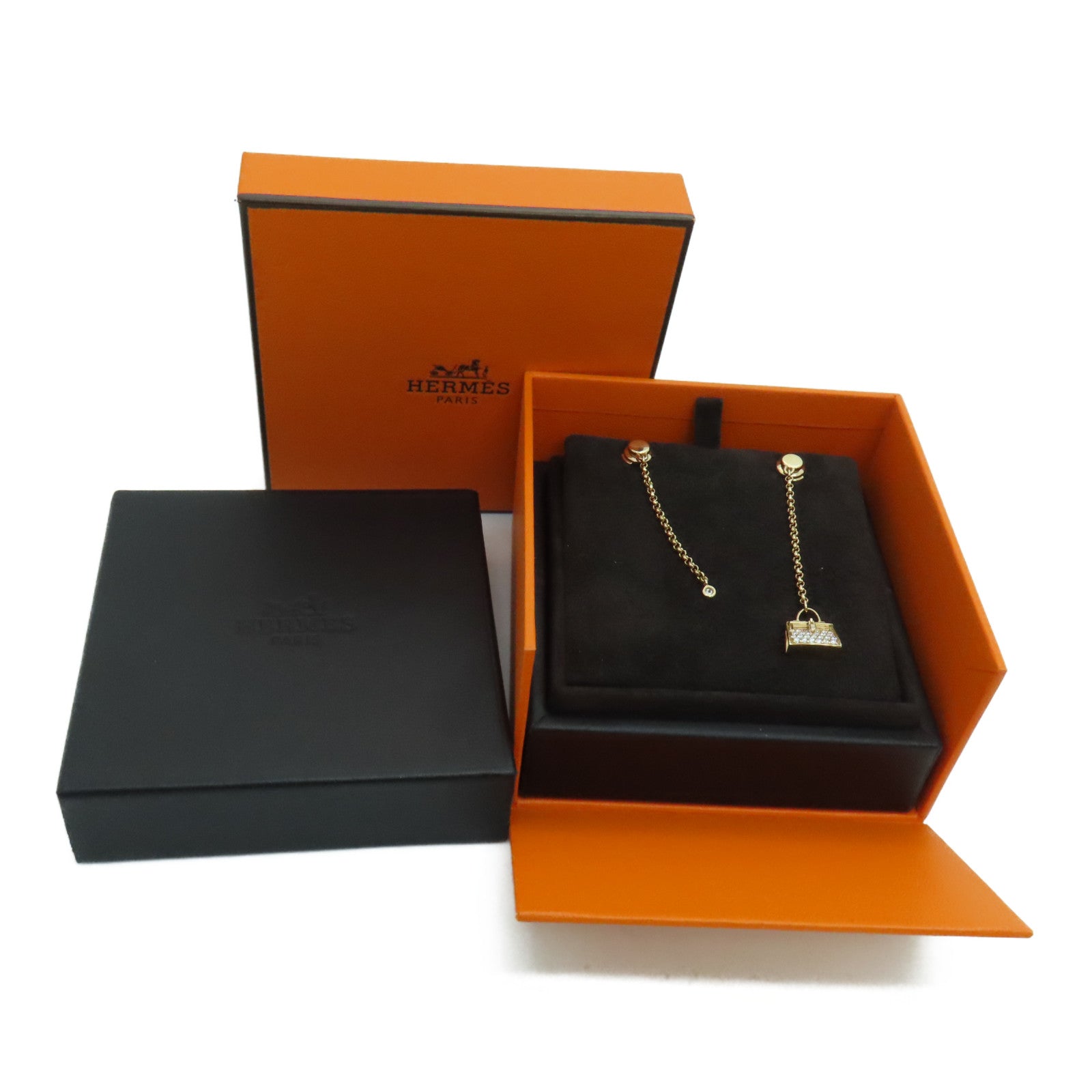HERMES 18K玫瑰金Hermes Orellies Chaine Amulet耳环