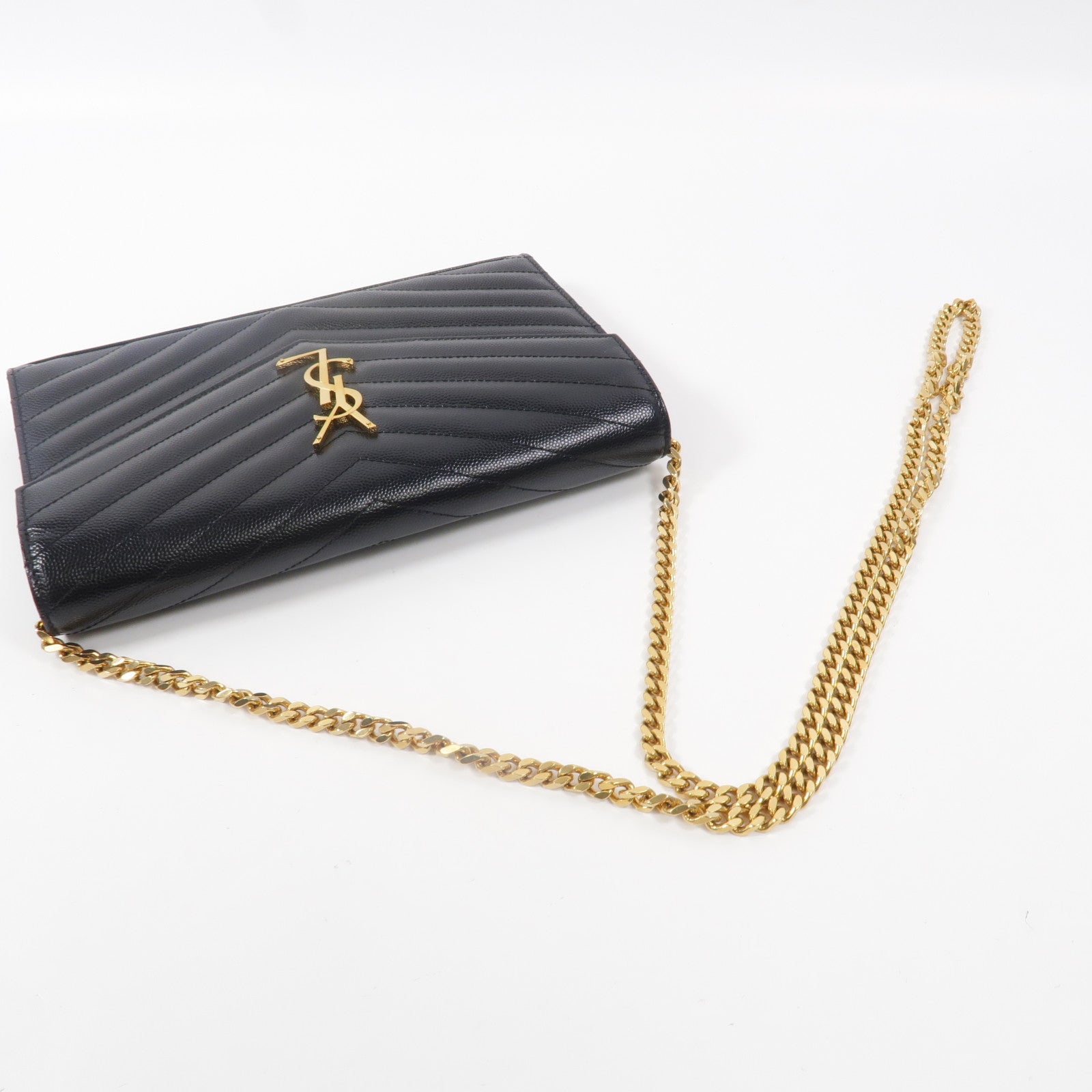 SAINT LAURENT 牛皮皮革Cassandre Envelope鏈帶肩背袋