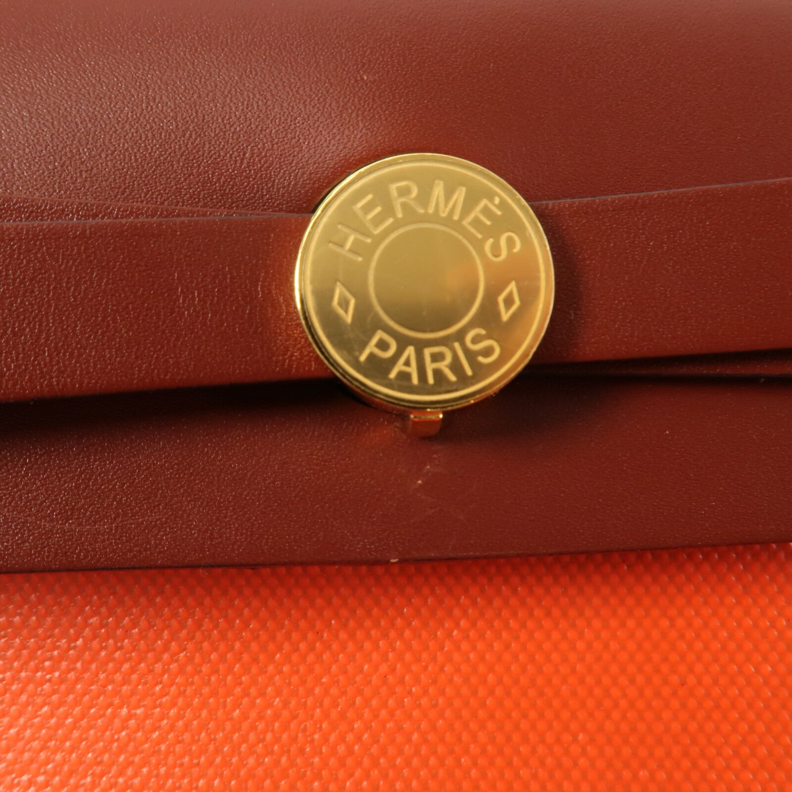 HERMES 帆布Herbag PM手挽肩背兩用袋Orange Mecano/Rough H