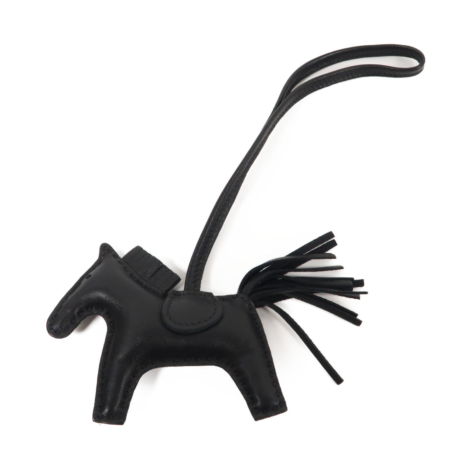 HERMES Swift皮革Rodeo PM掛飾So Black/黑色