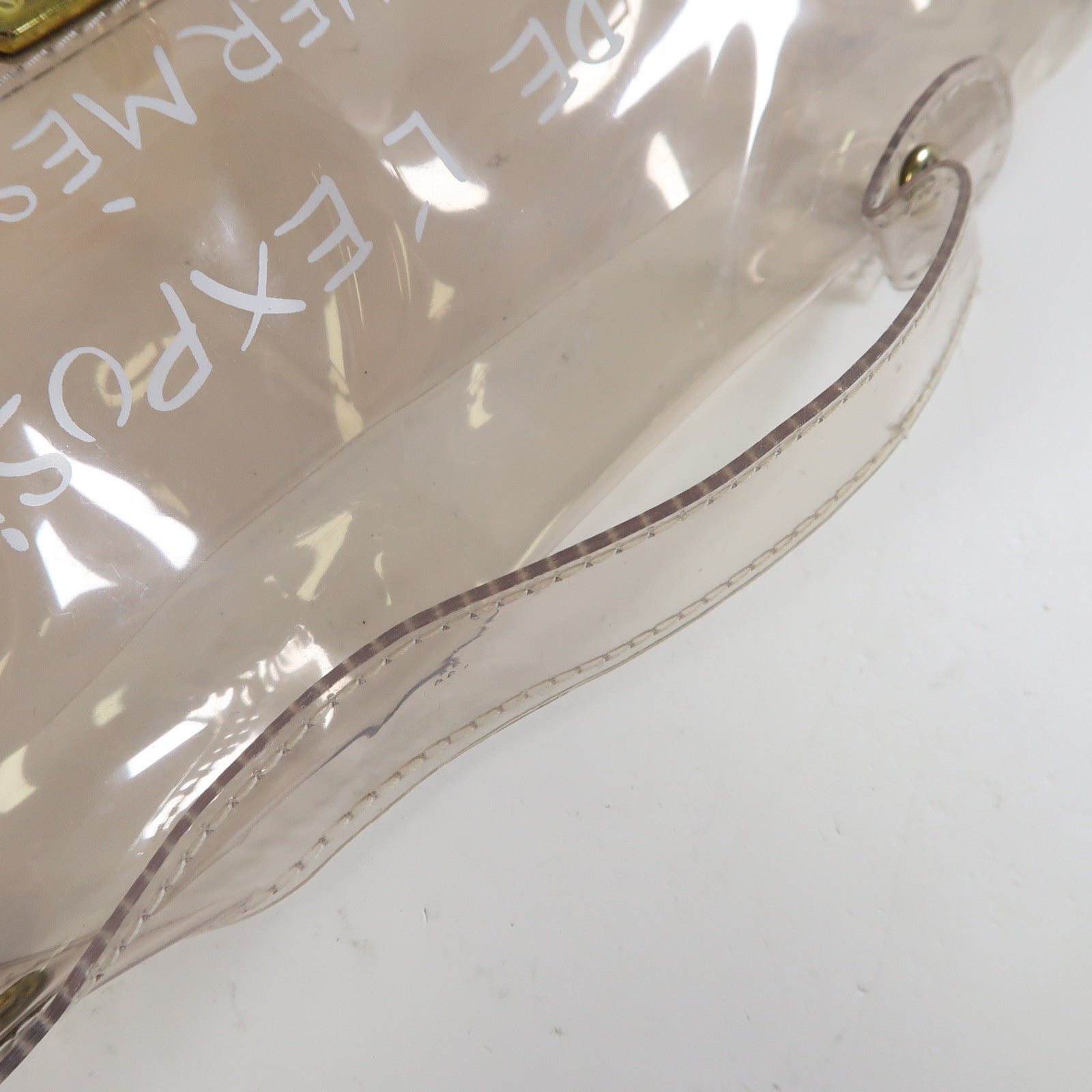 HERMES PVC Vinyl Kelly金扣手挽袋透明