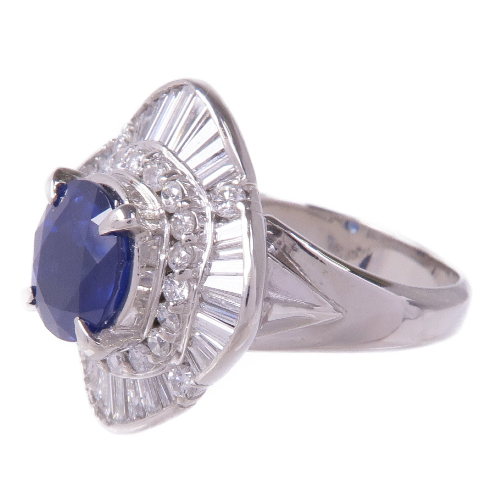 JEWELRY PT900鉑金Sapphire Diamond Ring藍寶石/鑽石戒指US#6