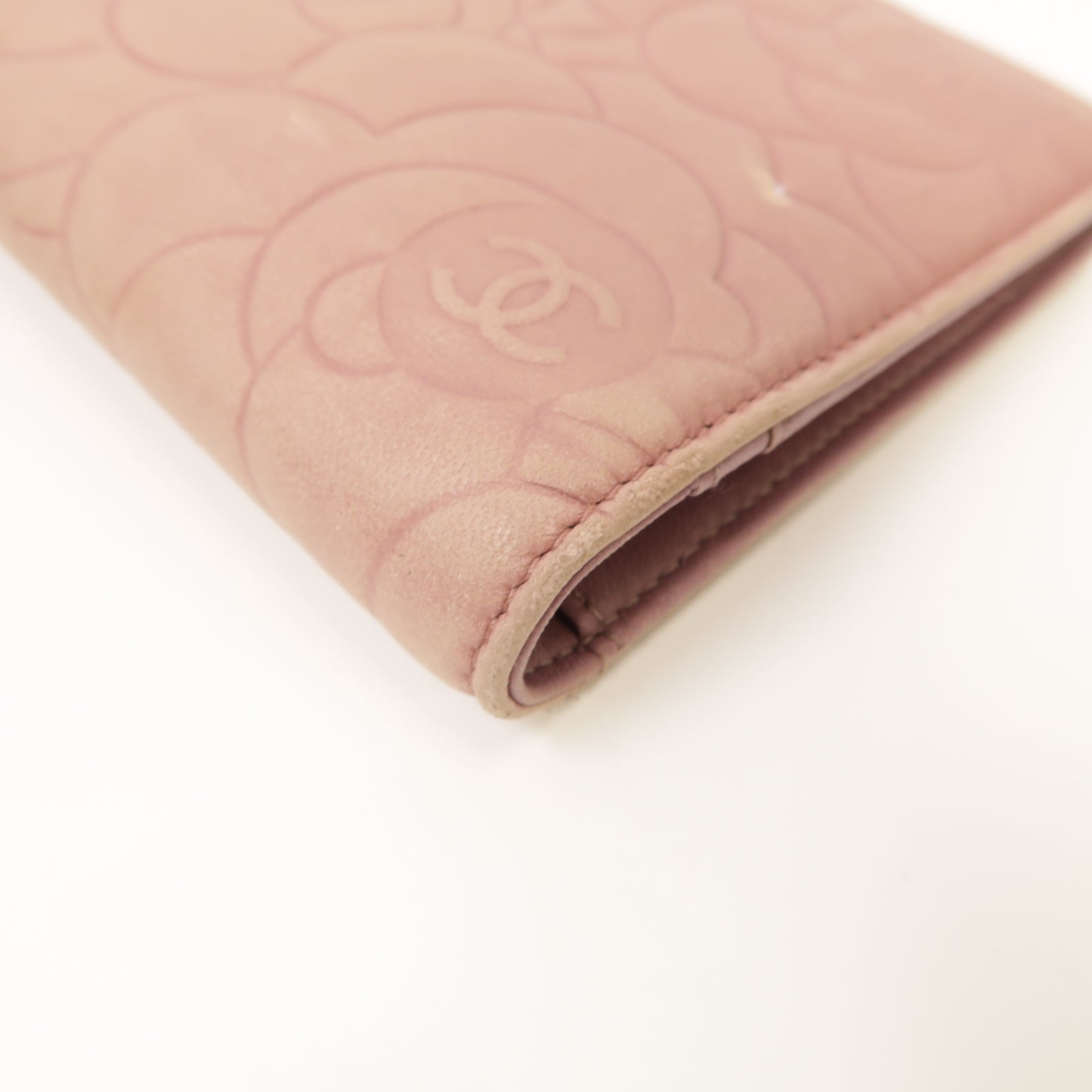 CHANEL 【激減優惠】羊皮皮革Long Wallet銀扣長錢包粉紅色