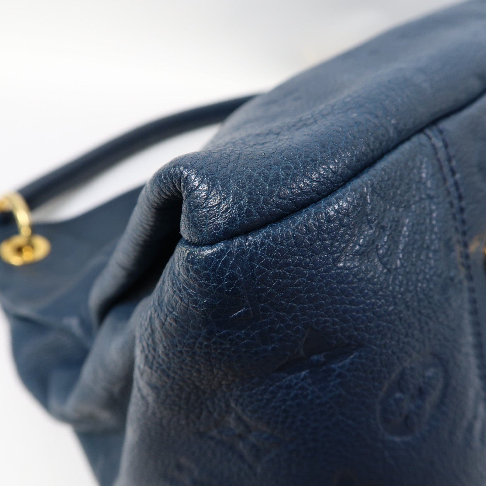 LOUIS VUITTON Monogram Empreinte Artsy MM金扣手挽袋藍色