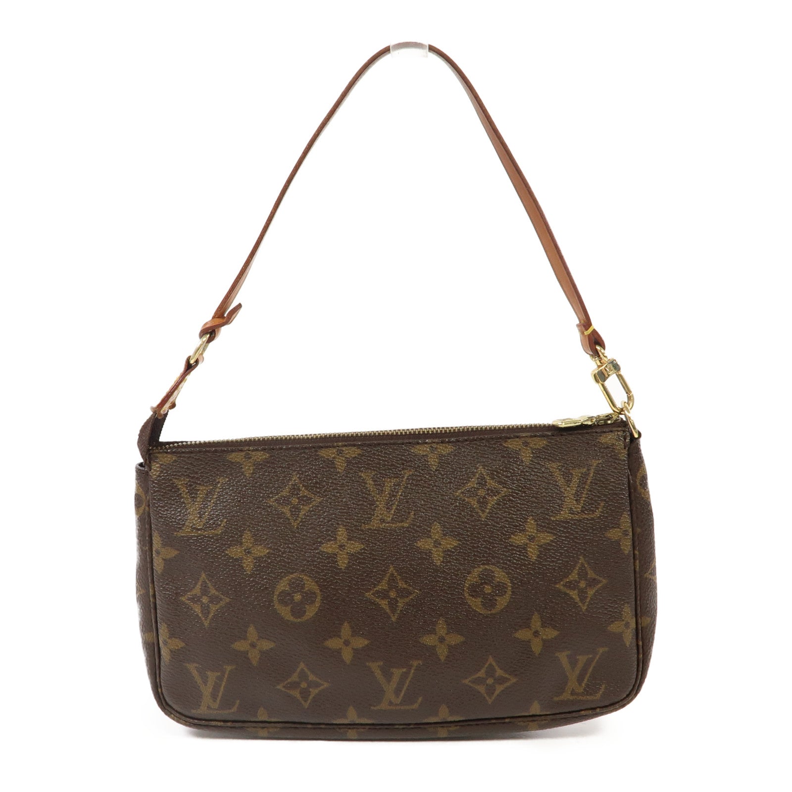 LOUIS VUITTON 塗層帆布Pochette Accessories金扣肩背袋啡色