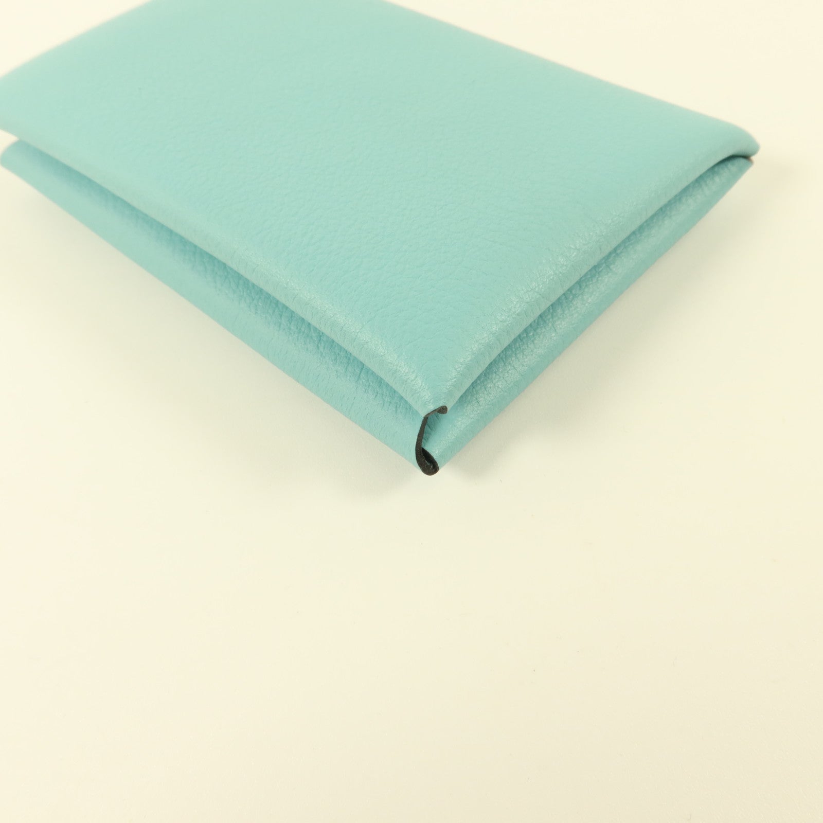 HERMES Evercolor皮革Calvi Card Holder卡片套Bleu Atoll