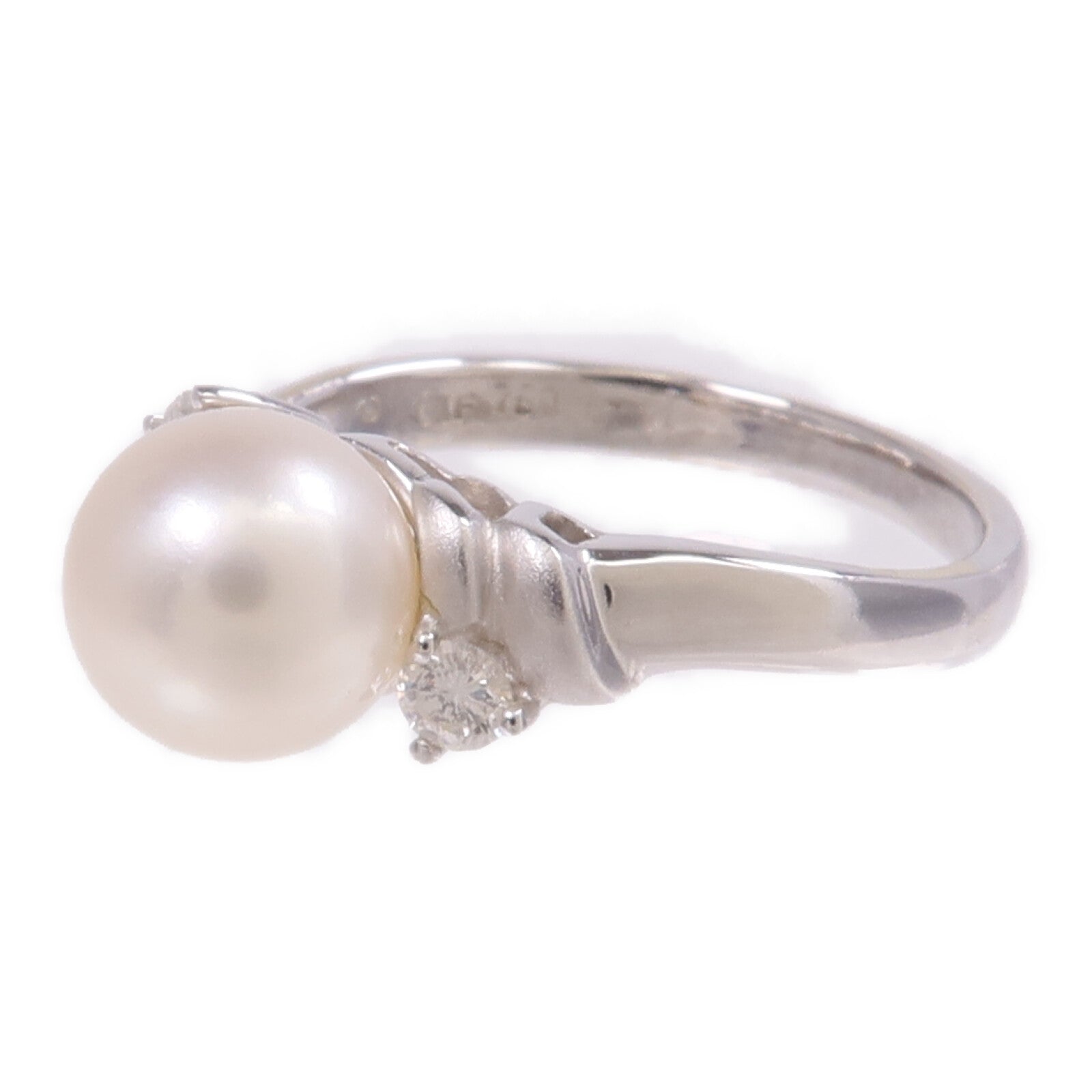JEWELRY 【激減優惠】18K白金Pearl Diamond Ring珍珠/鑽石戒指US#4.75