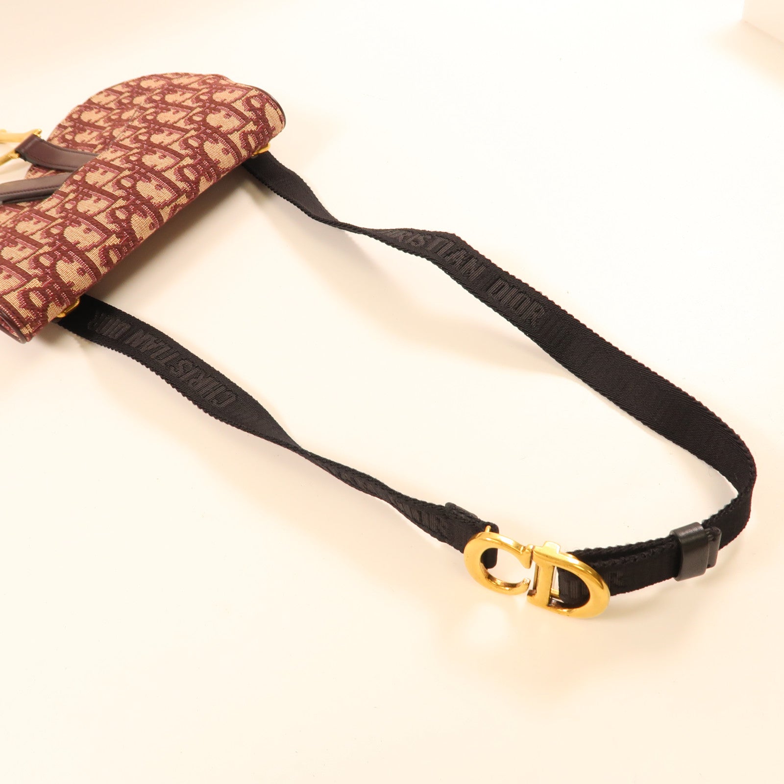 Dior 帆布Saddle Belt Bag金扣腰包紅色