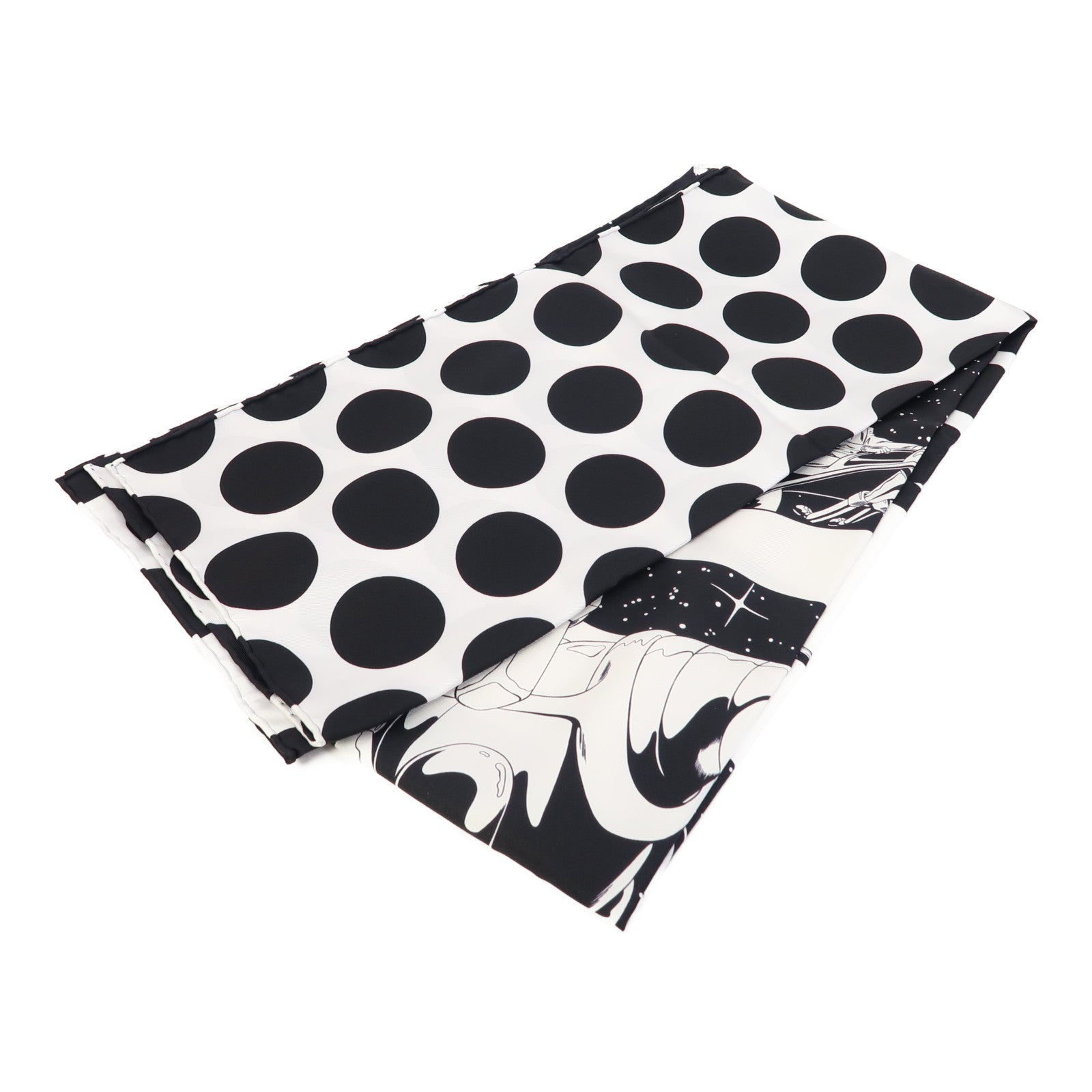 HERMES 絲質Scarf絲巾黑色/白色