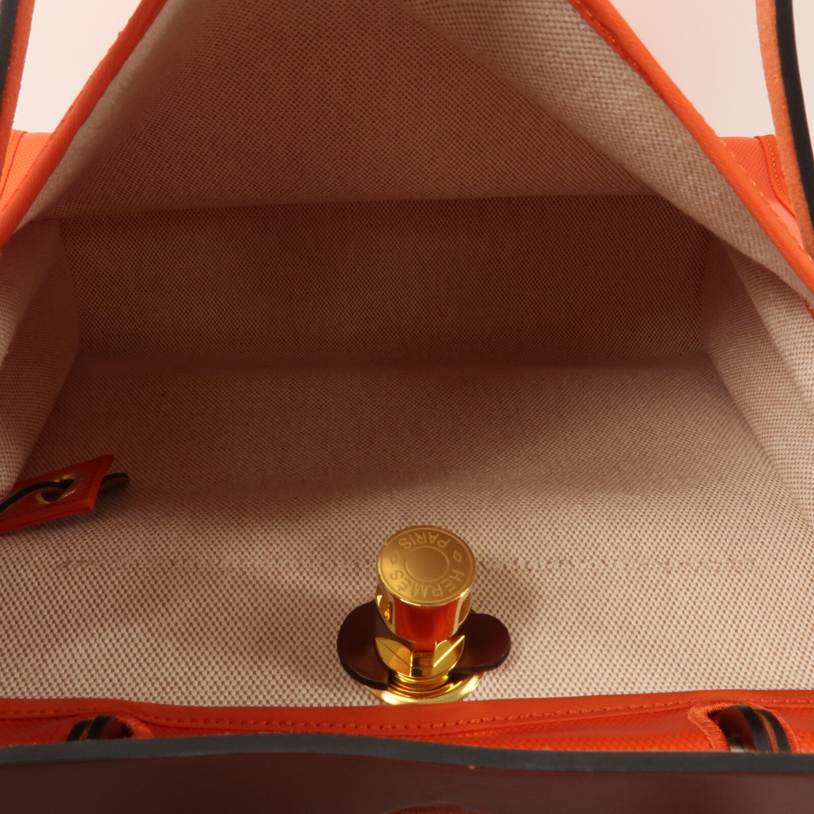 HERMES 帆布Herbag PM手挽肩背兩用袋Orange Mecano/Rough H