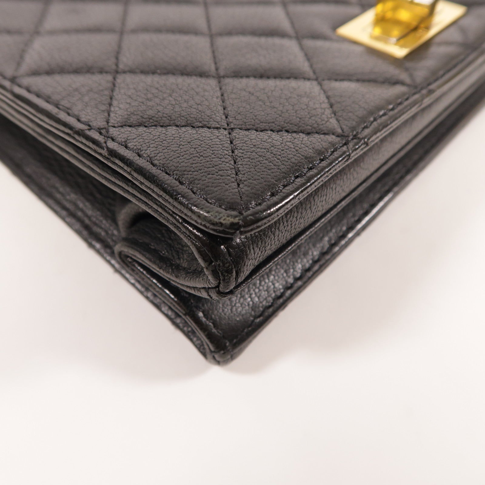 CHANEL CC GHW 2.55 Shoulder Bag 2Way Chain Calfskin Leather Black