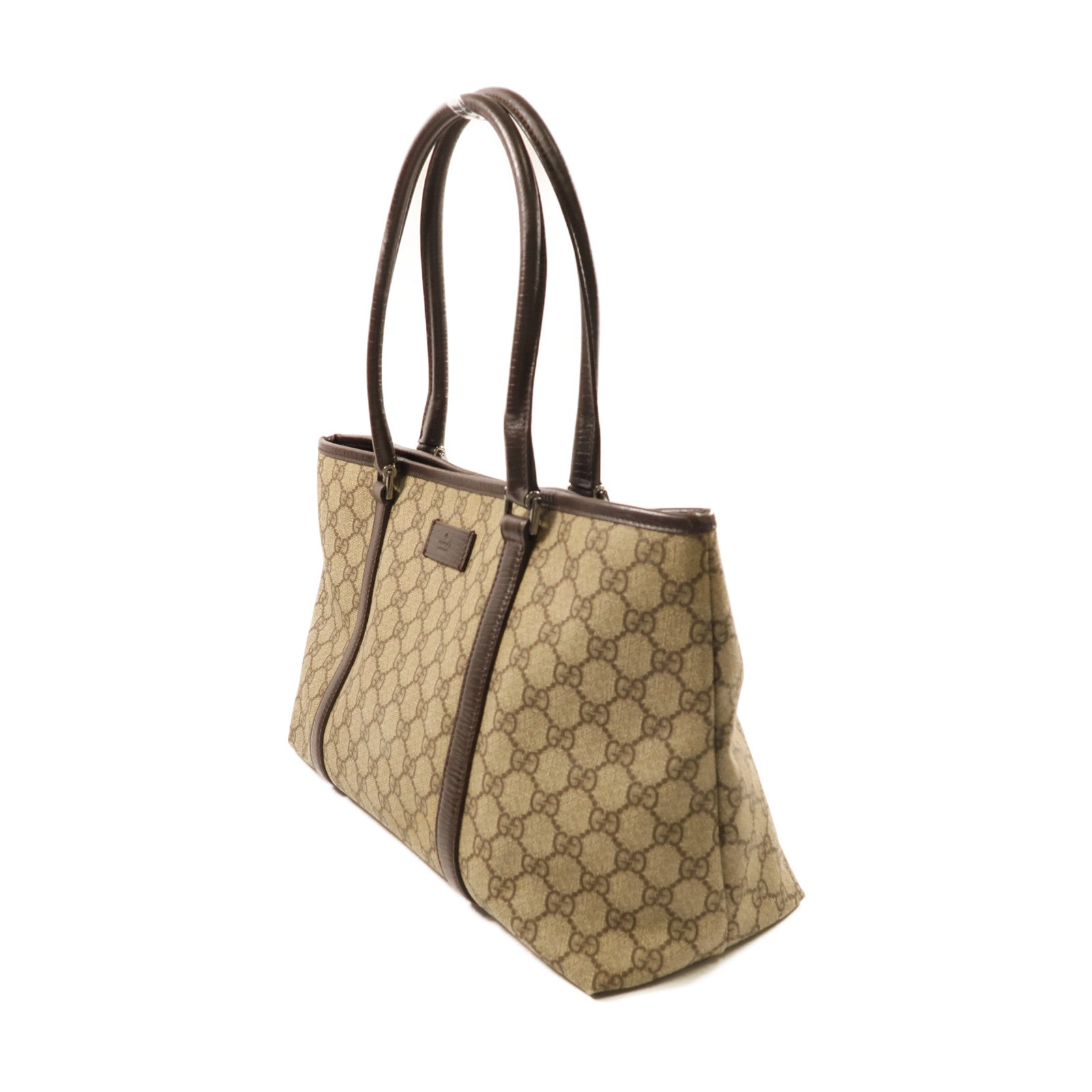 GUCCI 塗層帆布GG Plus Tote Bag銀扣手挽袋米色