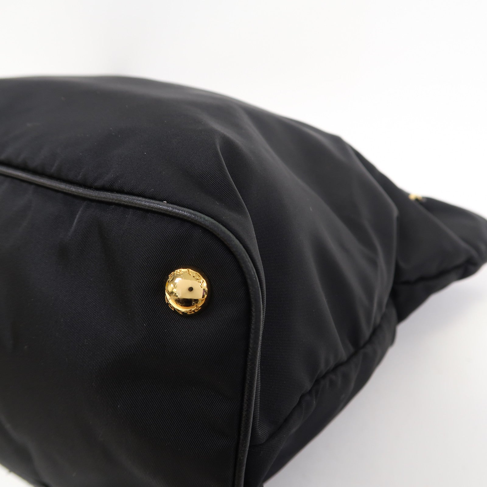 PRADA 尼龍Tote Bag金扣肩背袋黑色