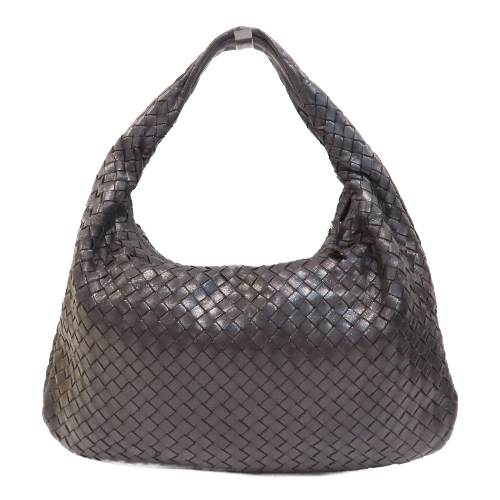 BOTTEGA VENETA 織紋牛皮皮革Hobo Bag金扣肩背袋黑色
