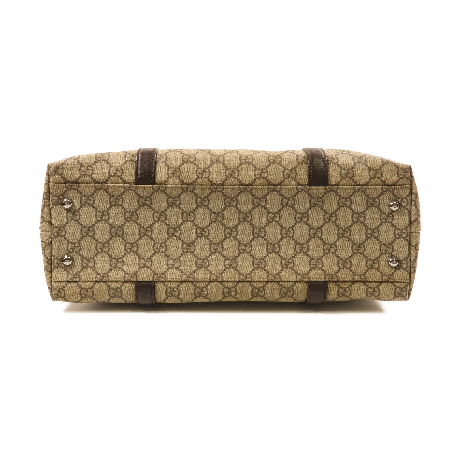 GUCCI 塗層帆布GG Plus Tote Bag銀扣手挽袋米色