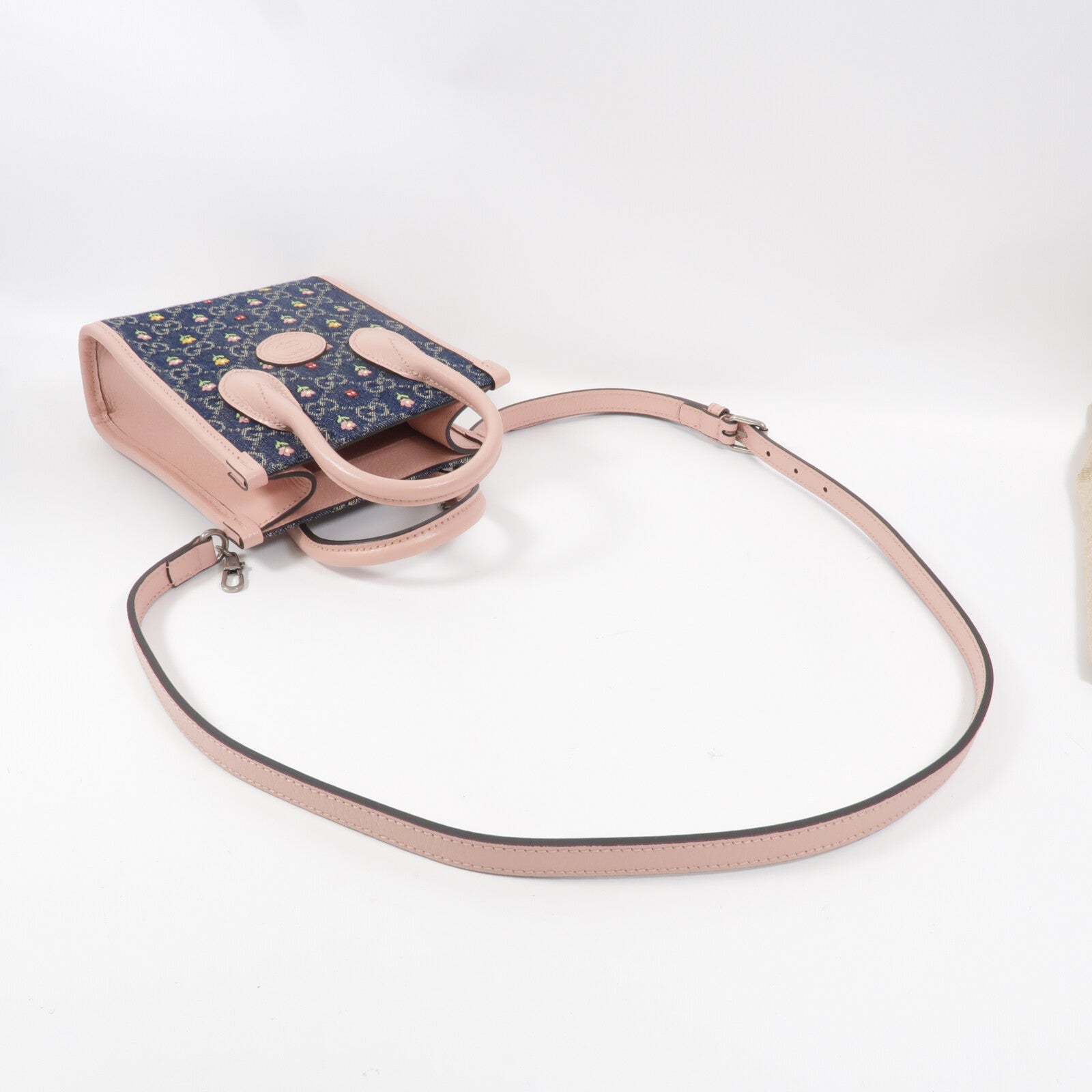 GUCCI 牛仔布Interlocking G Mini Tote手挽肩背兩用袋