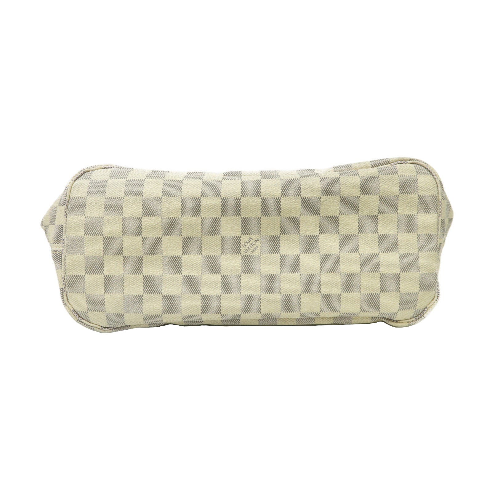 LOUIS VUITTON Damier Azur Neverfull MM金扣手挽袋白色