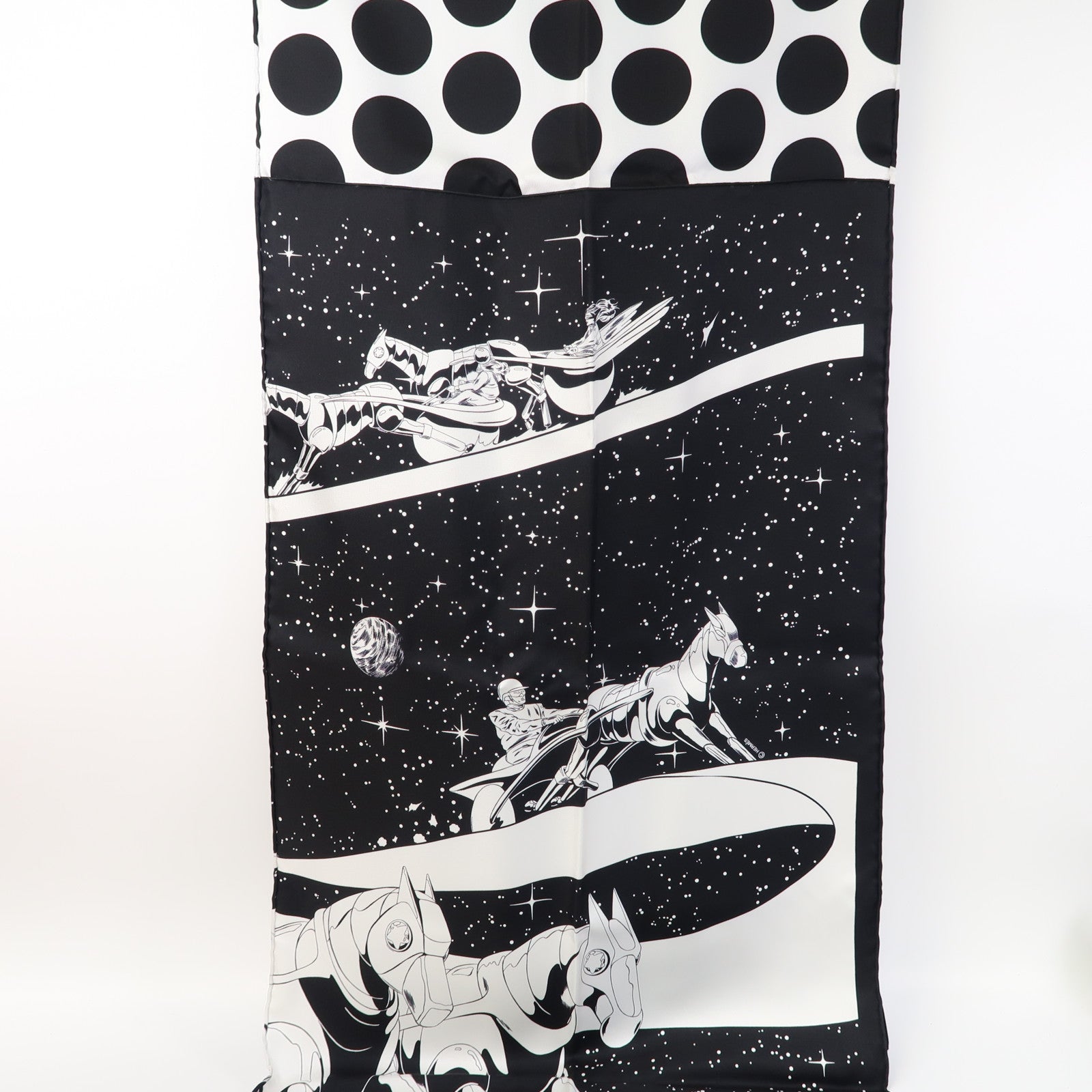 HERMES 絲質Scarf絲巾黑色/白色