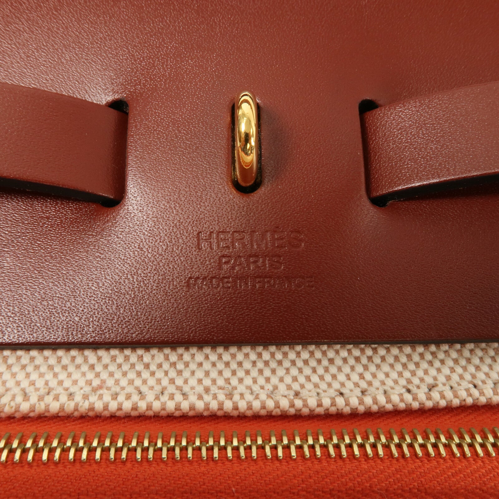 HERMES 帆布Herbag PM手挽肩背兩用袋Orange Mecano/Rough H