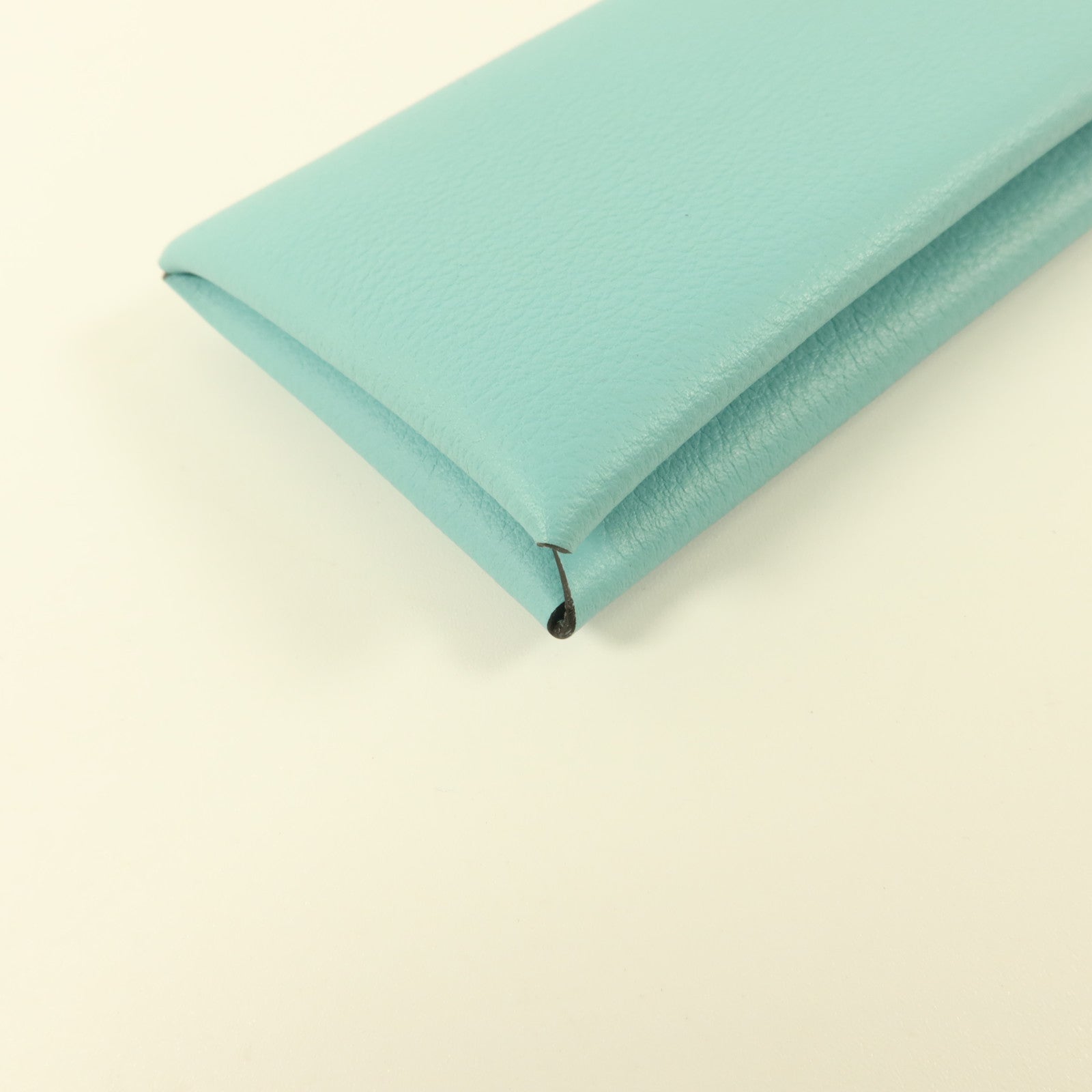 HERMES Evercolor皮革Calvi Card Holder卡片套Bleu Atoll