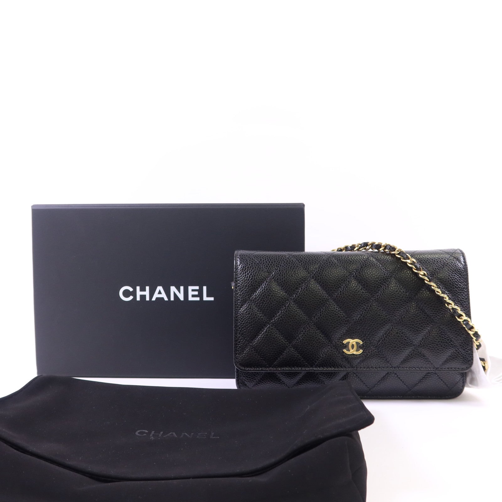 CHANEL 牛皮皮革WOC Wallet On Chain金扣鏈帶肩背袋