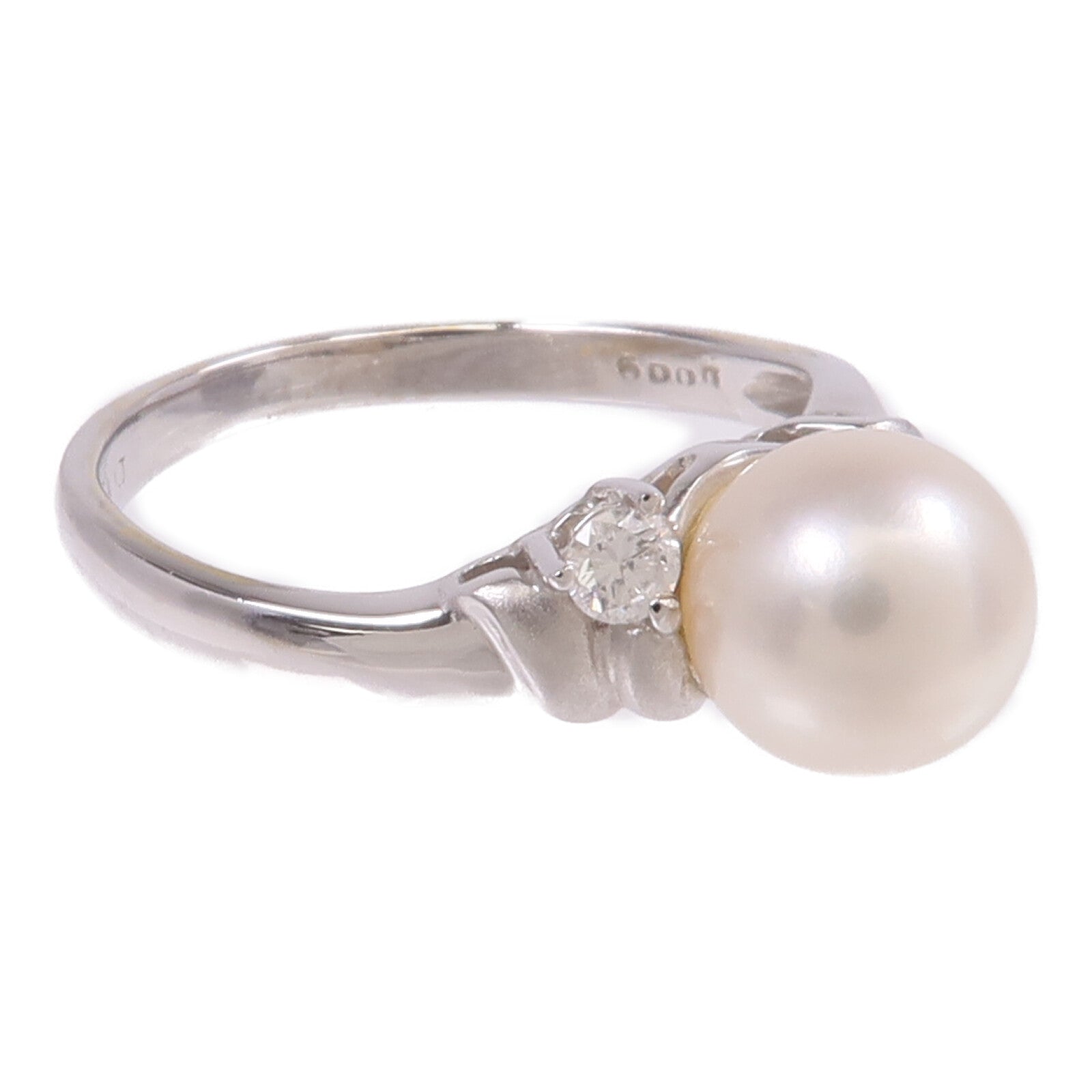 JEWELRY 【激減優惠】18K白金Pearl Diamond Ring珍珠/鑽石戒指US#4.75