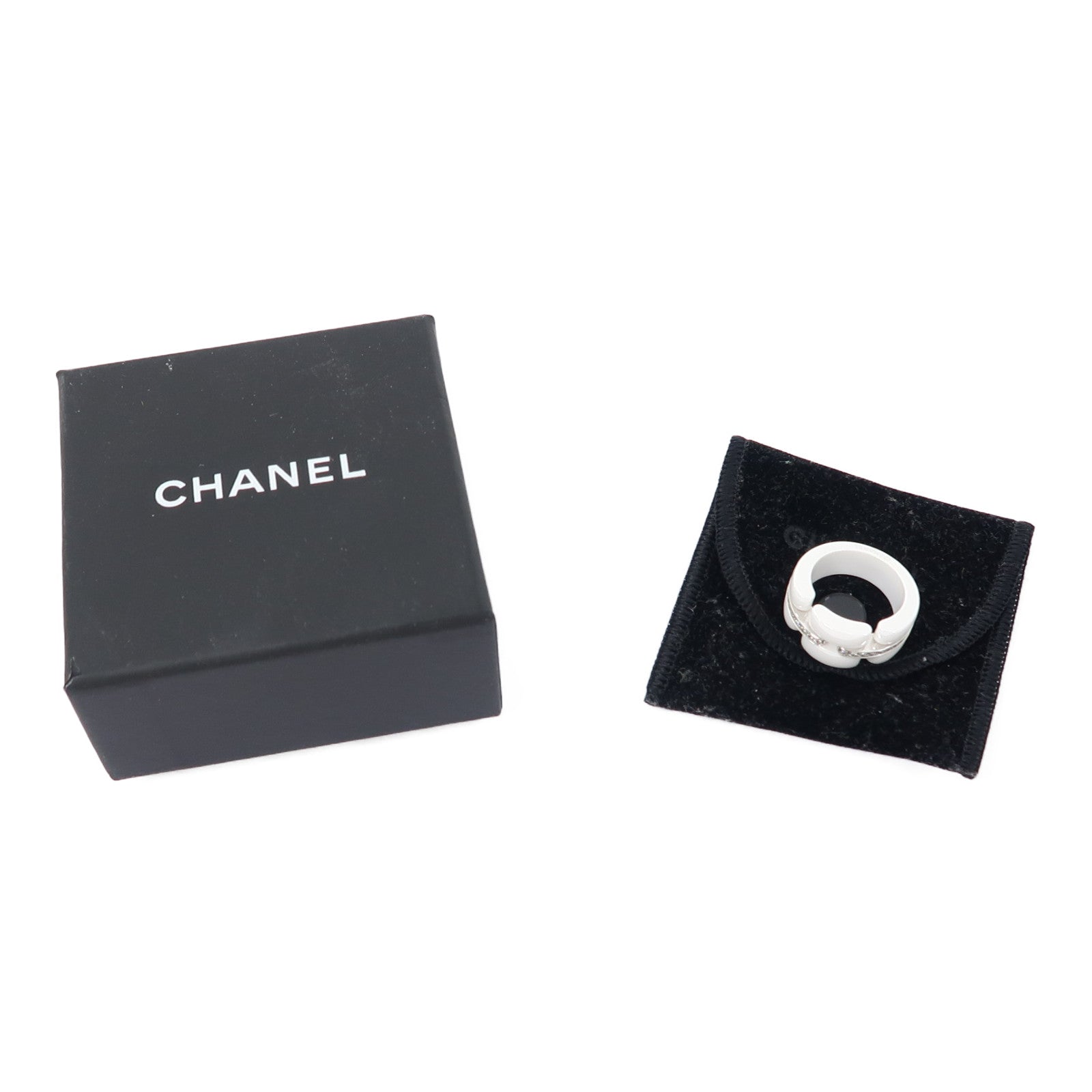 CHANEL 18K白金/陶瓷Ultra Ring戒指US#6.25