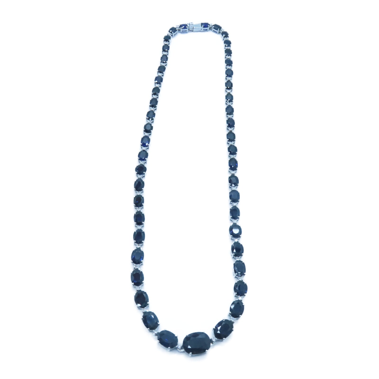 JEWELRY 18K白金Sapphire Diamond Necklace 45.15ct藍寶石/0.84ct鑚石項鍊