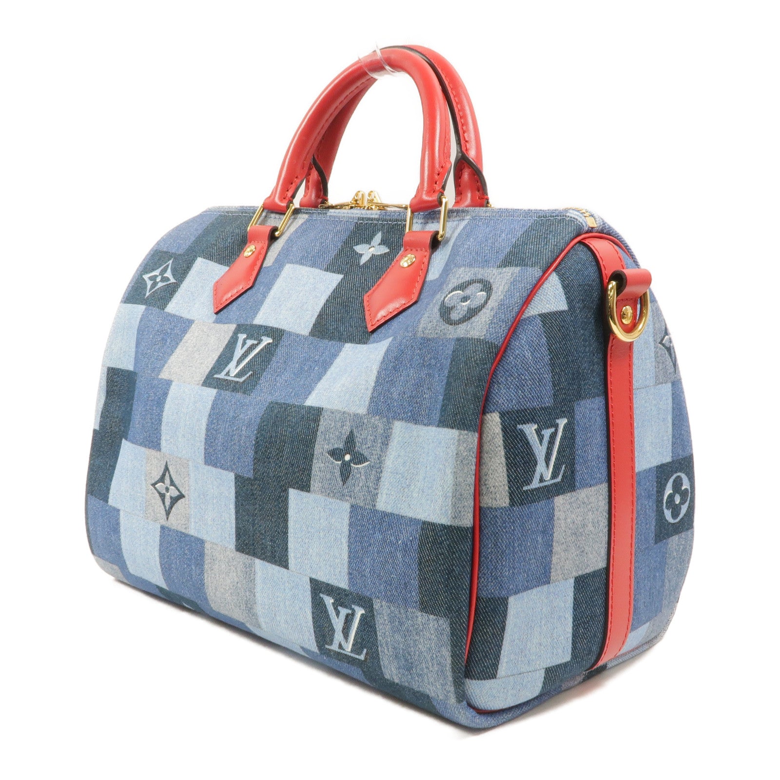 LOUIS VUITTON Monogram Denim Speedy Bandouliere 30手挽肩背兩用袋