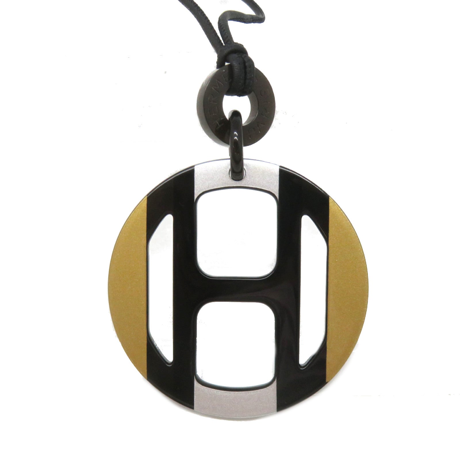 HERMES 【激減優惠】牛角H Equipe Pendant項鏈黑色/金色/灰色