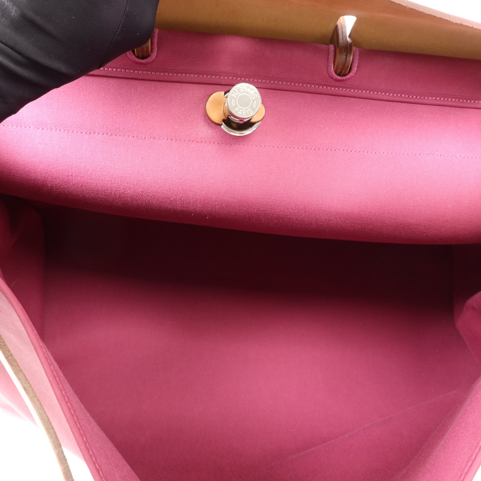 HERMES 帆布Herbag 50銀扣手挽肩背兩用袋Tosca