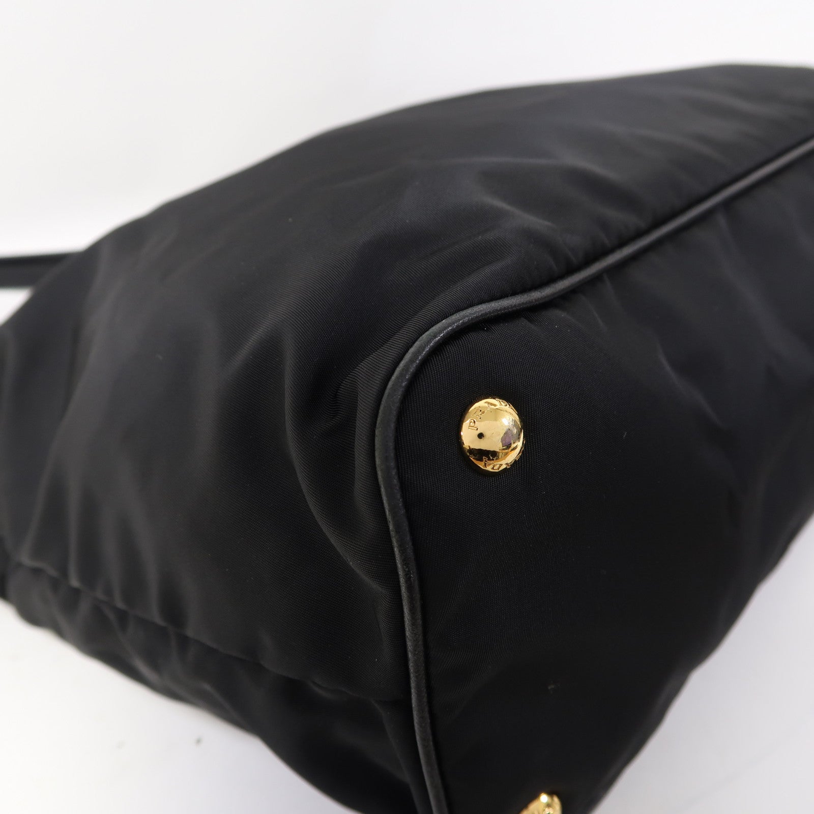PRADA 尼龍Tote Bag金扣肩背袋黑色