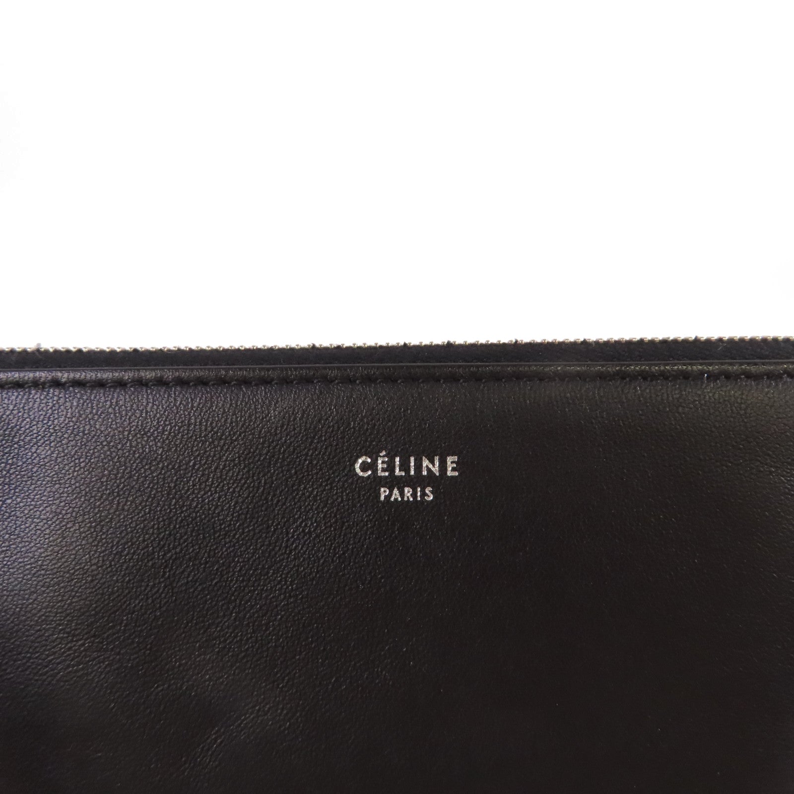 CELINE 【激減優惠】牛皮皮革Clutch Bag手拿包黑色/銀色