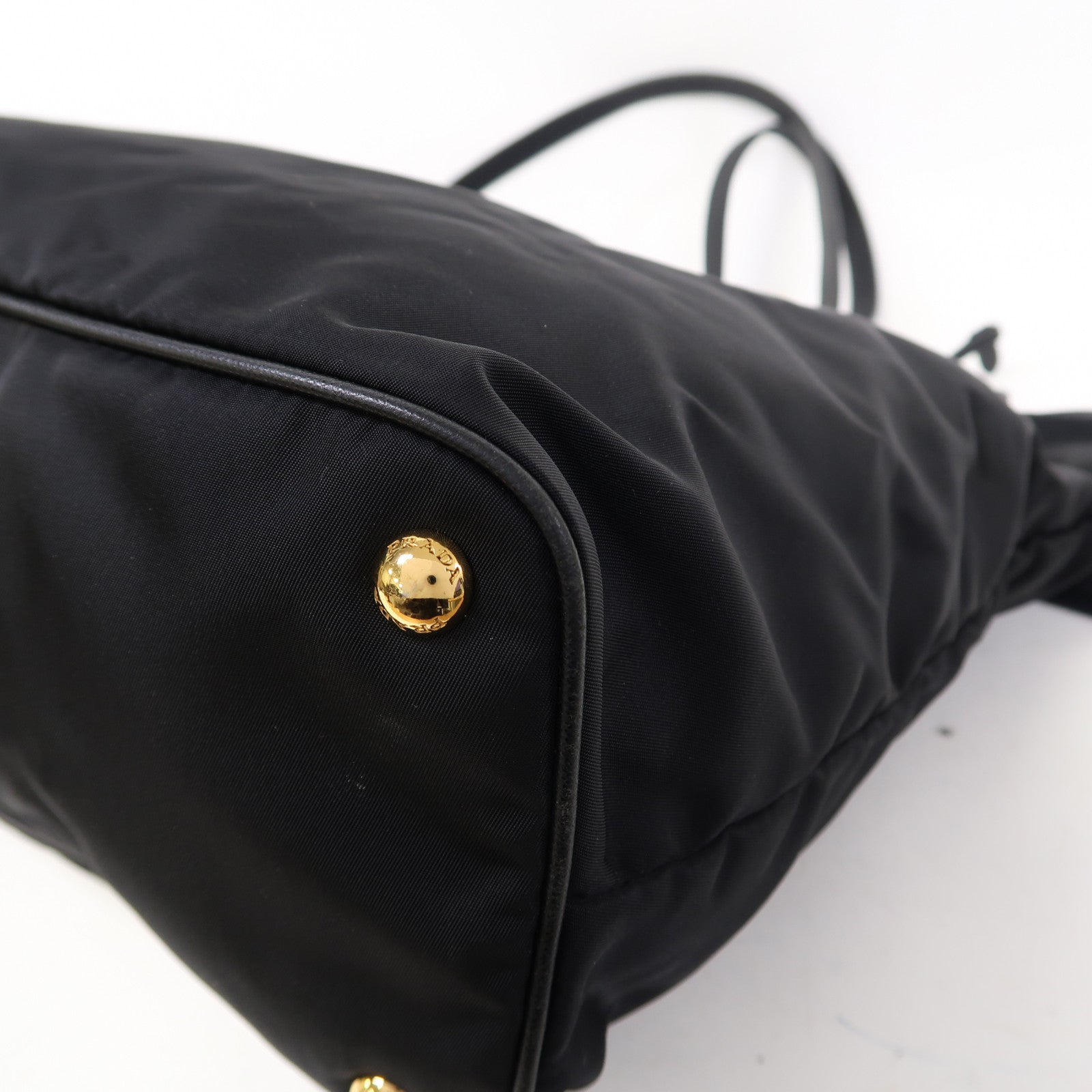 PRADA 尼龍Tote Bag金扣肩背袋黑色