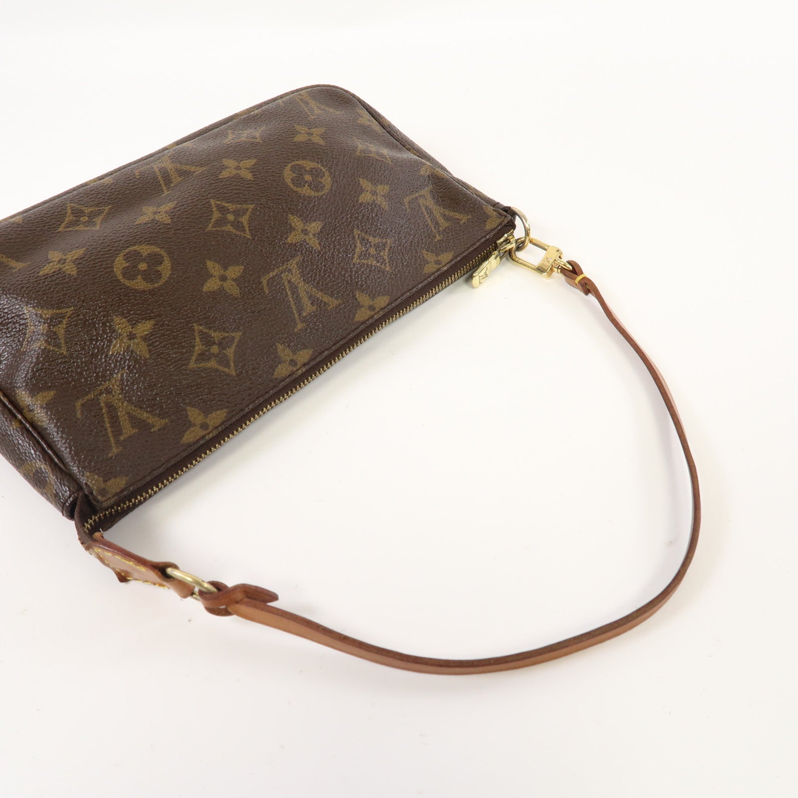 LOUIS VUITTON 塗層帆布Pochette Accessories金扣肩背袋啡色
