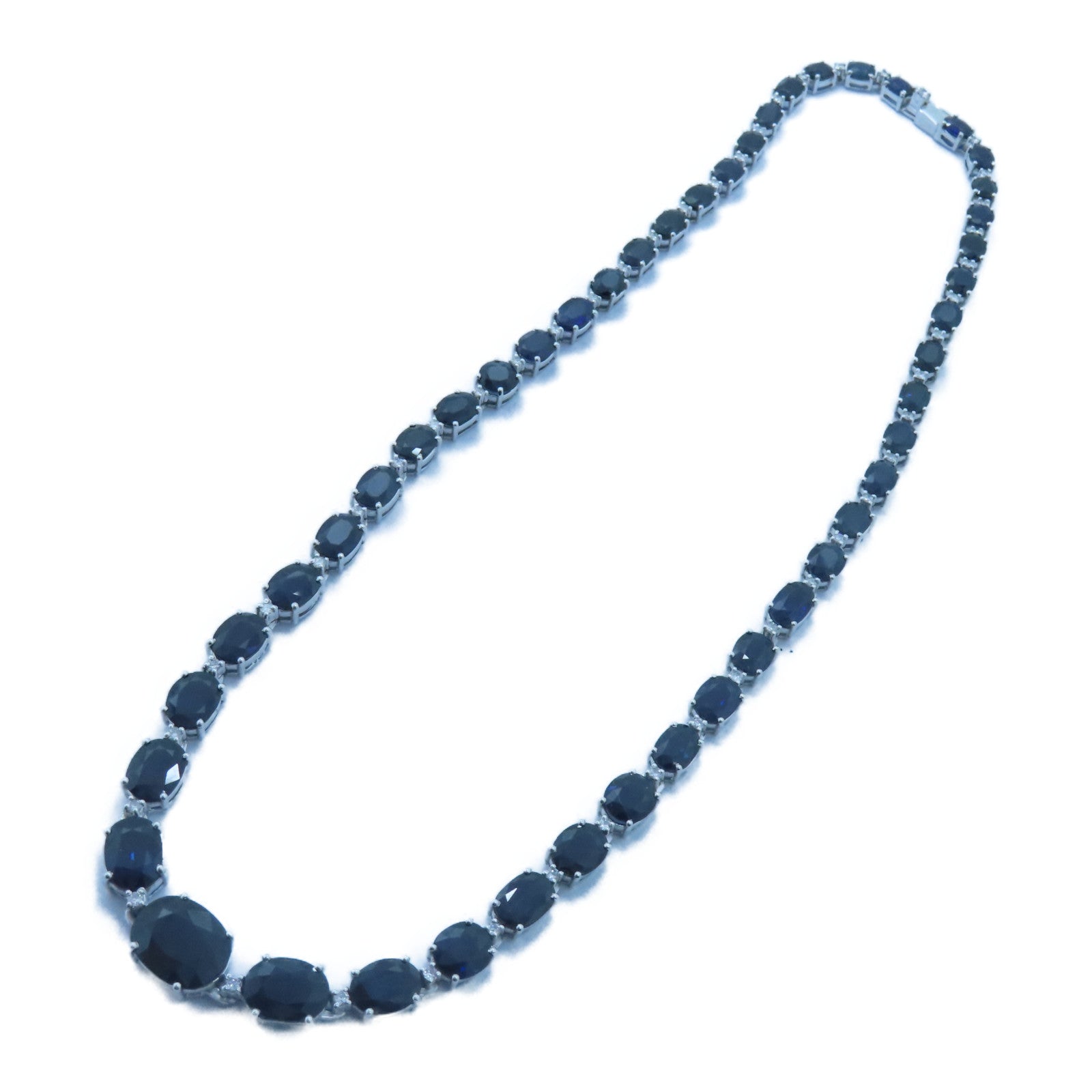 JEWELRY 18K白金Sapphire Diamond Necklace 45.15ct藍寶石/0.84ct鑚石項鍊