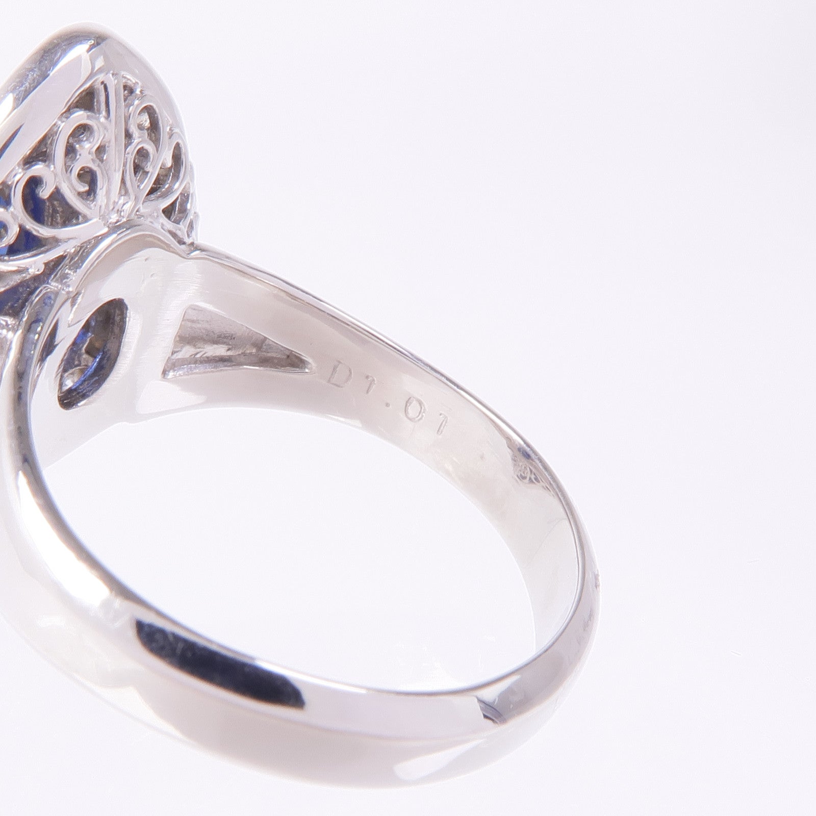 JEWELRY PT900鉑金Sapphire Diamond Ring藍寶石/鑽石戒指US#6