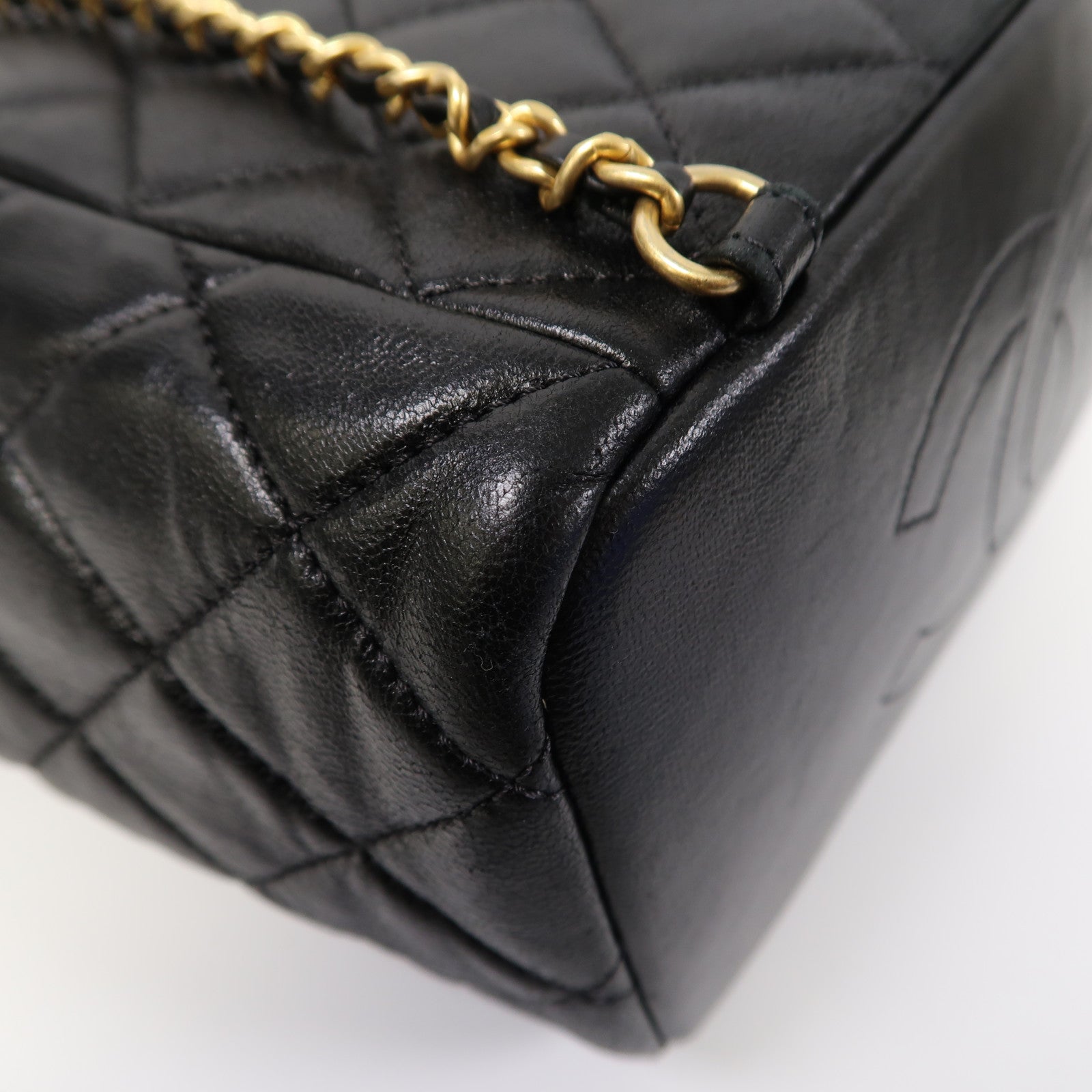 CHANEL 【激減優惠】菱格牛皮皮革Backpack金扣背包黑色