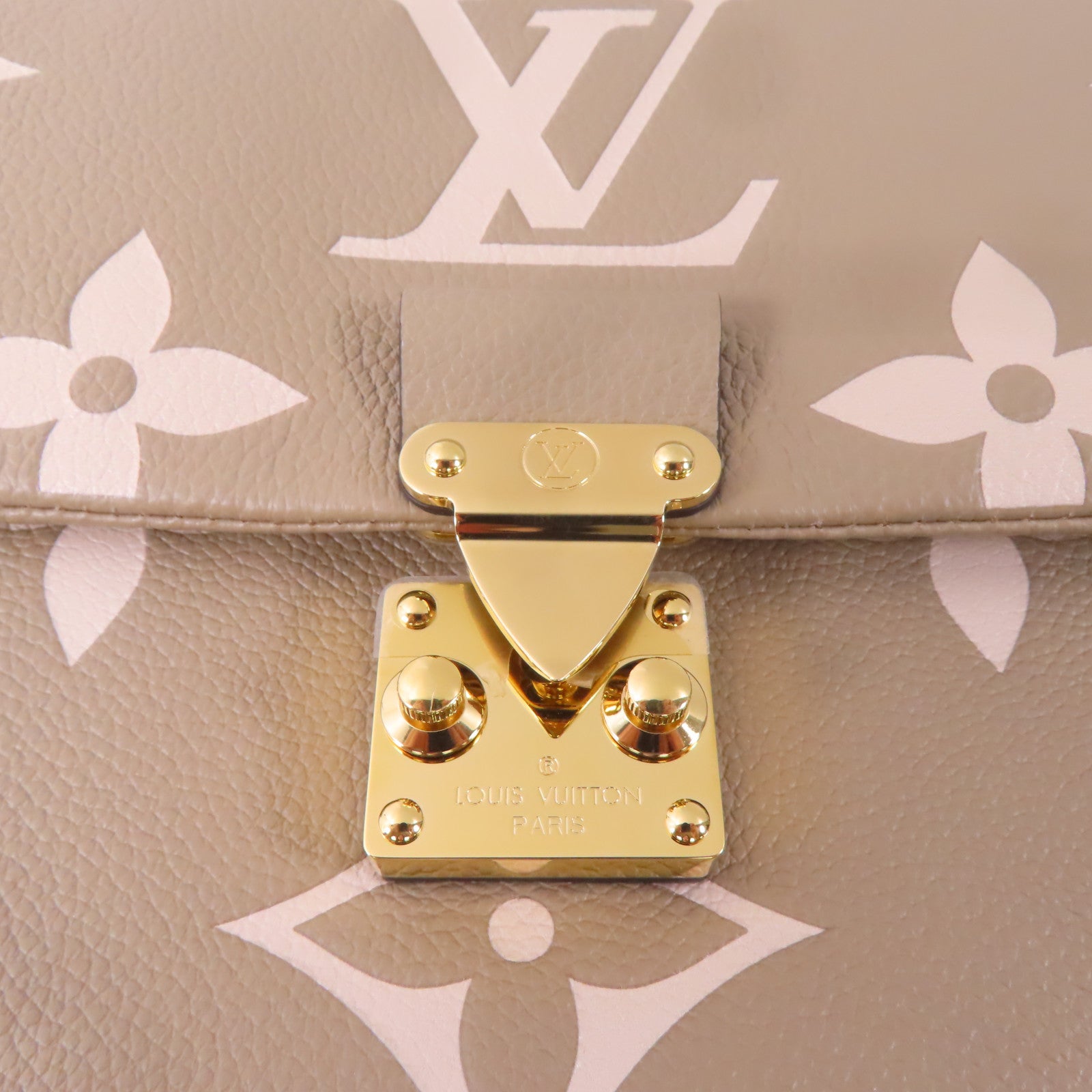 LOUIS VUITTON Monogram Empreinte Madeleine MM金扣手挽肩背兩用袋淺褐色
