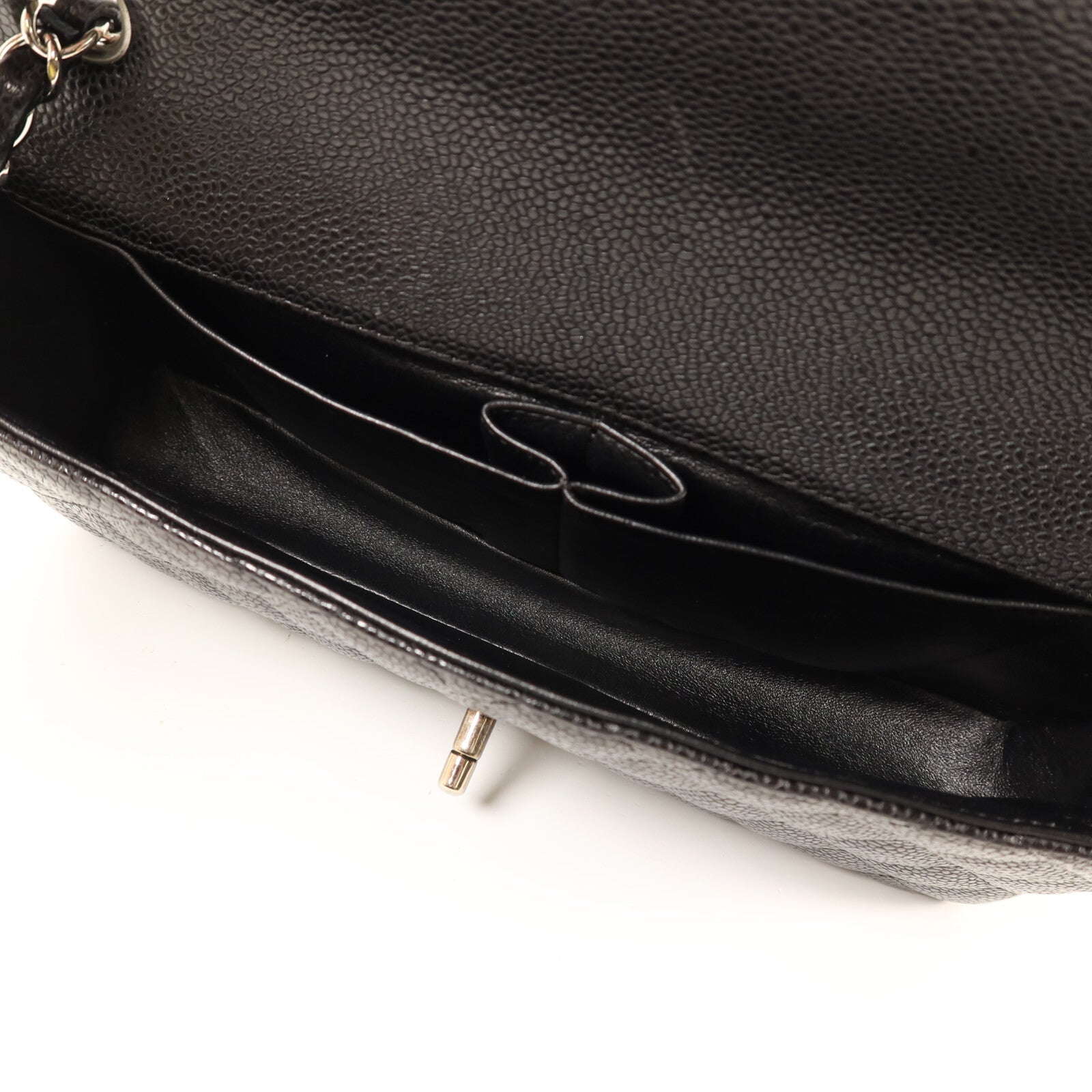 CHANEL 牛皮皮革Classic East West Baguette Bag銀扣鏈帶肩背袋