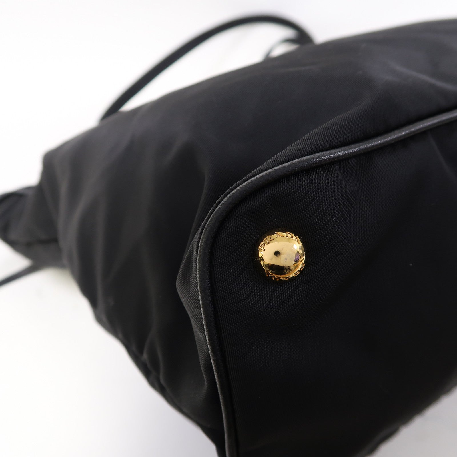 PRADA 尼龍Tote Bag金扣肩背袋黑色