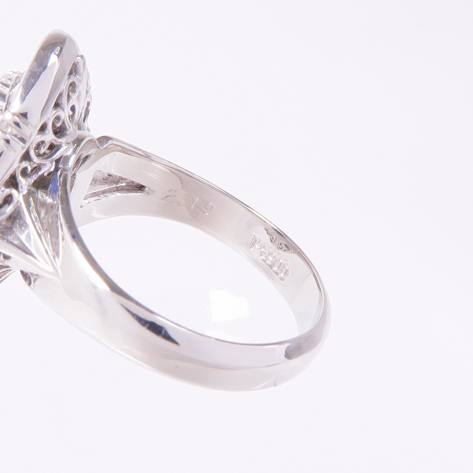 JEWELRY PT900鉑金Sapphire Diamond Ring藍寶石/鑽石戒指US#6